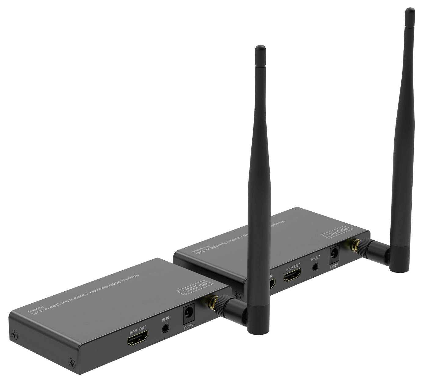 Digitus DS-55346 HDMI Extender 100m 5GHz 1920 x 1080 Pixel integrierte LED-Anzeige, mit Loop-Funktion, Sichere Funkübertragung