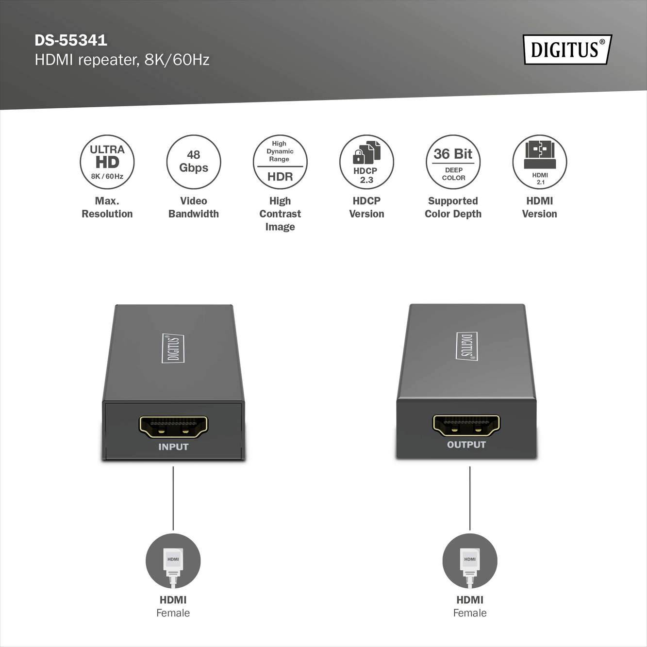 Digitus DS-55341 HDMI® Repeater 13m