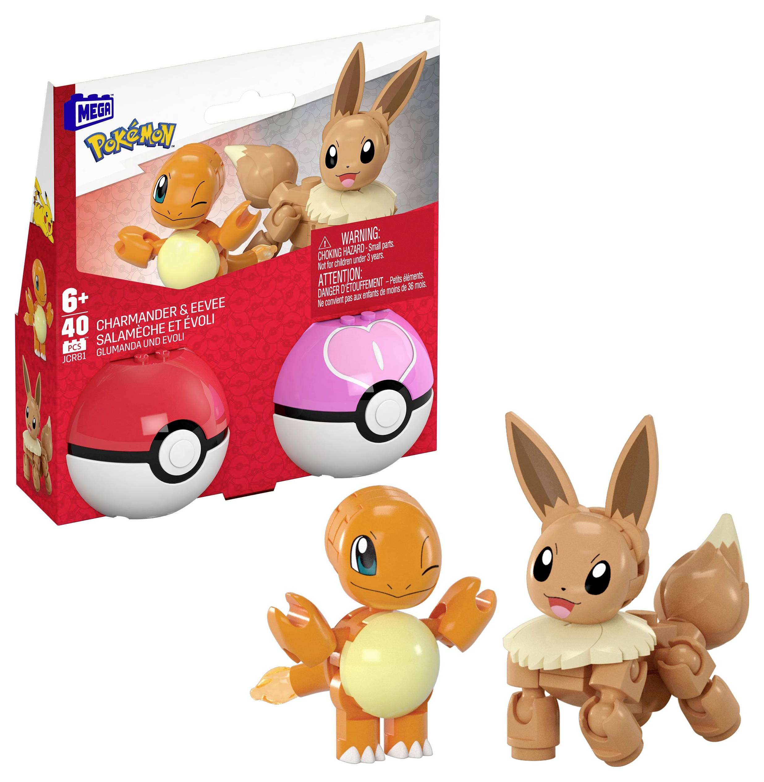 Mattel MEGA Pokémon Poké Ball Evoli/Glumanda Konstruktions-Set