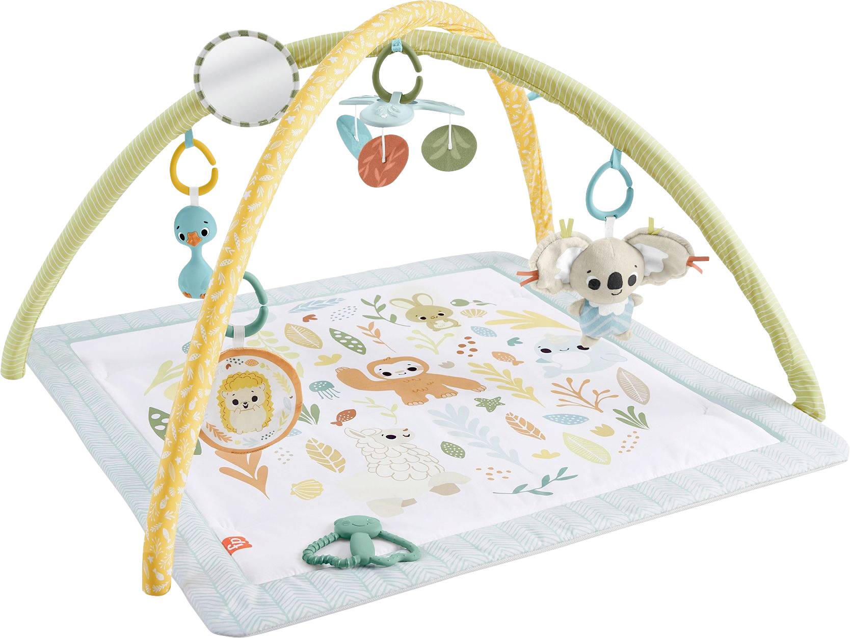 Fisher Price Simply Senses sensorische Erlebnisdecke Spielmatte für Babys mit 6 sensorischen Spielzeugen HRB15