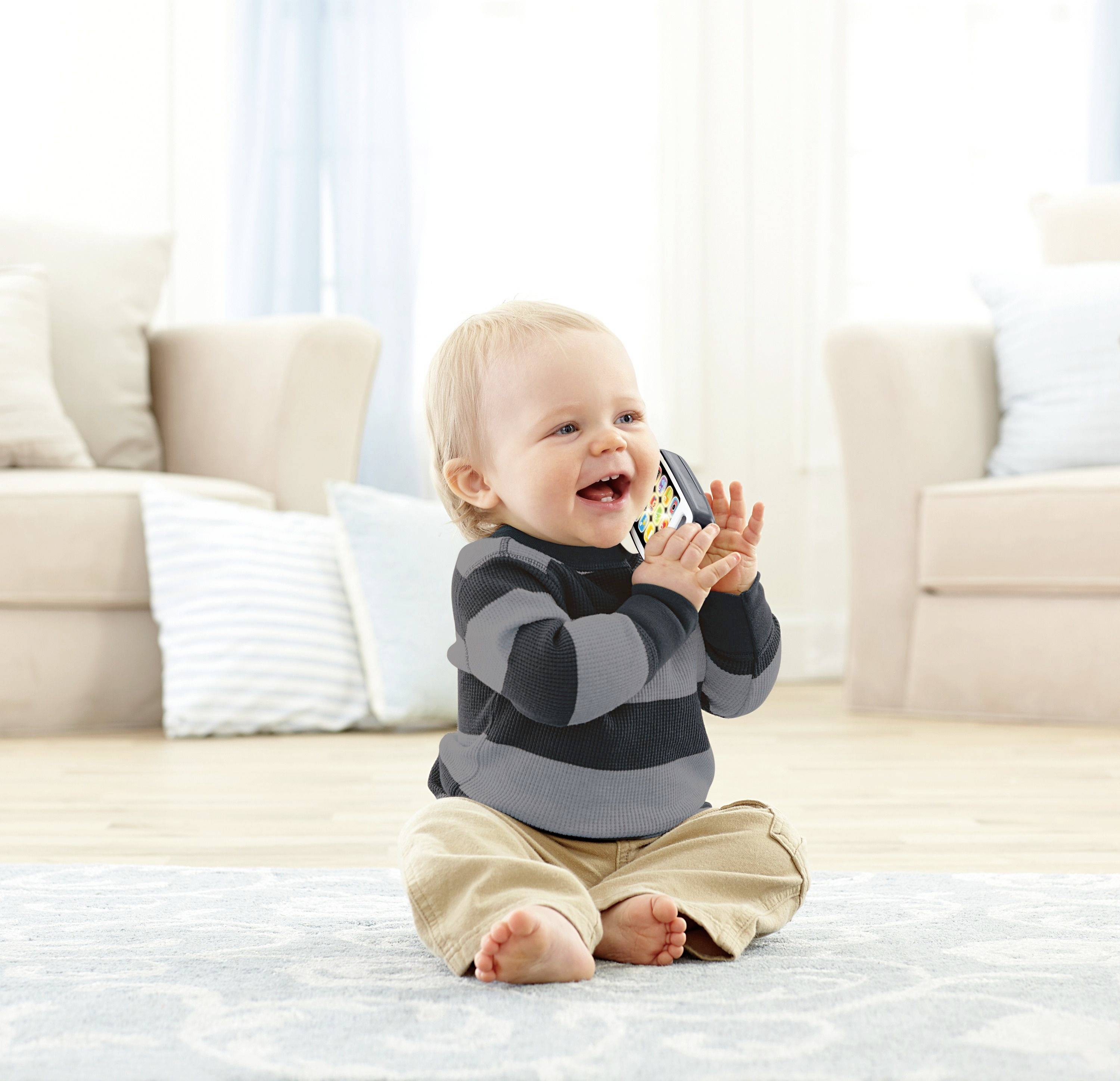 Fisher Price Smartphone Musiklernspielzeug für Babys, grau HXB89