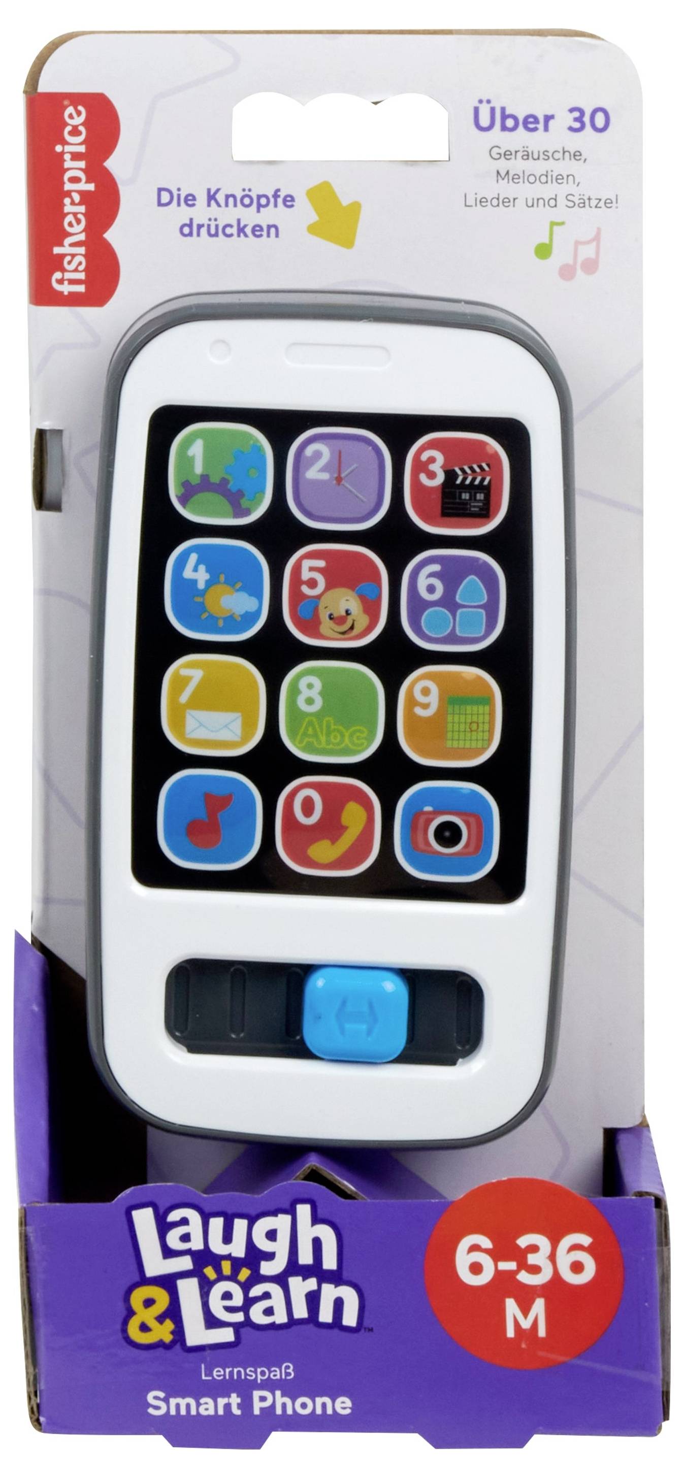 Fisher Price Smartphone Musiklernspielzeug für Babys, grau HXB89