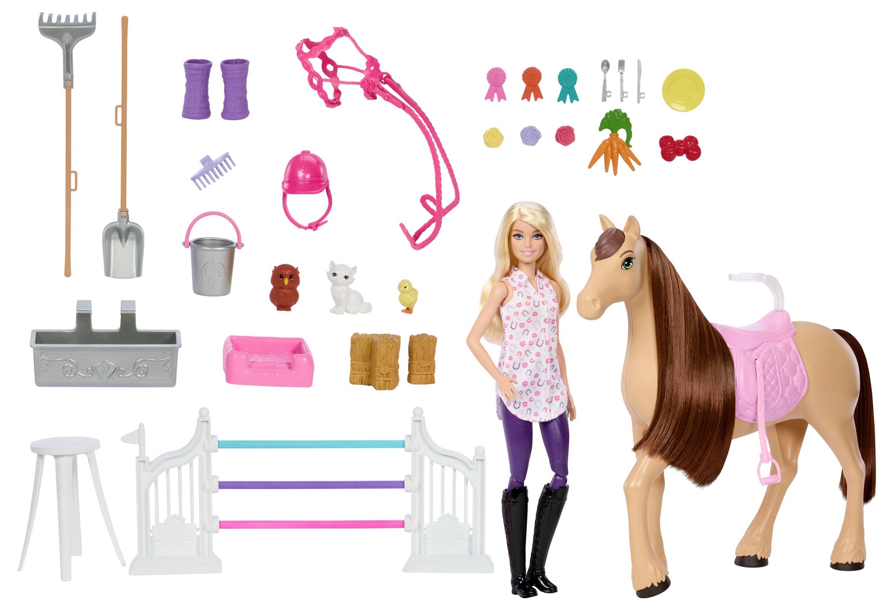 Mattel Barbie Stall mit Puppe und Pferd HXJ44