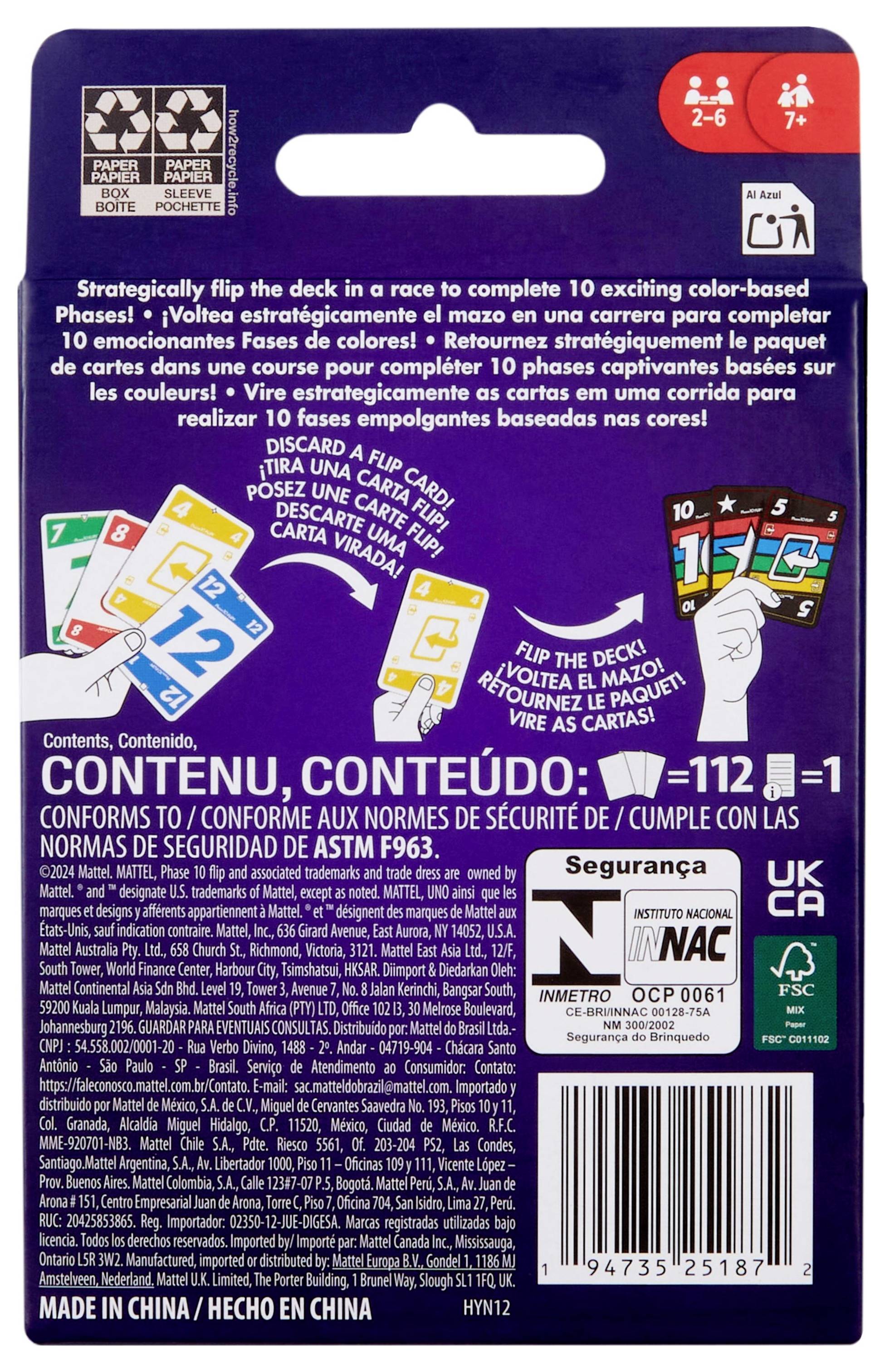 Mattel Phase 10 Flip HYN12 Anzahl Spieler (max.): 6