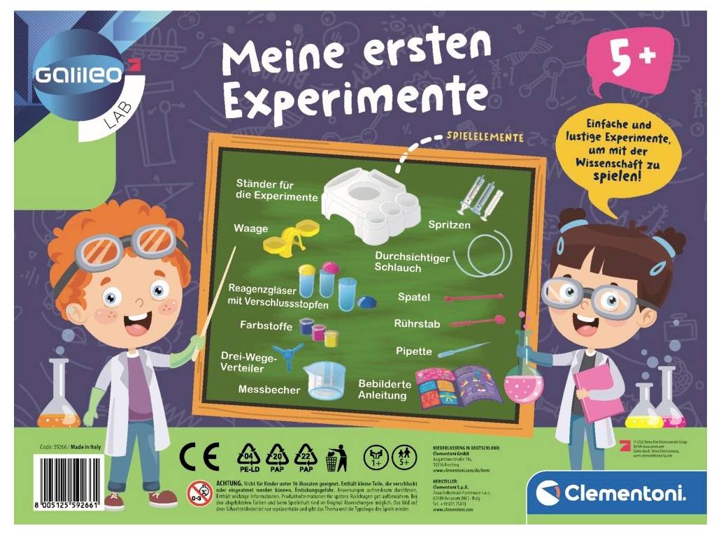 Clementoni 59266 Galileo - Meine ersten Experimente Chemie Experimentier-Set ab 5 Jahre