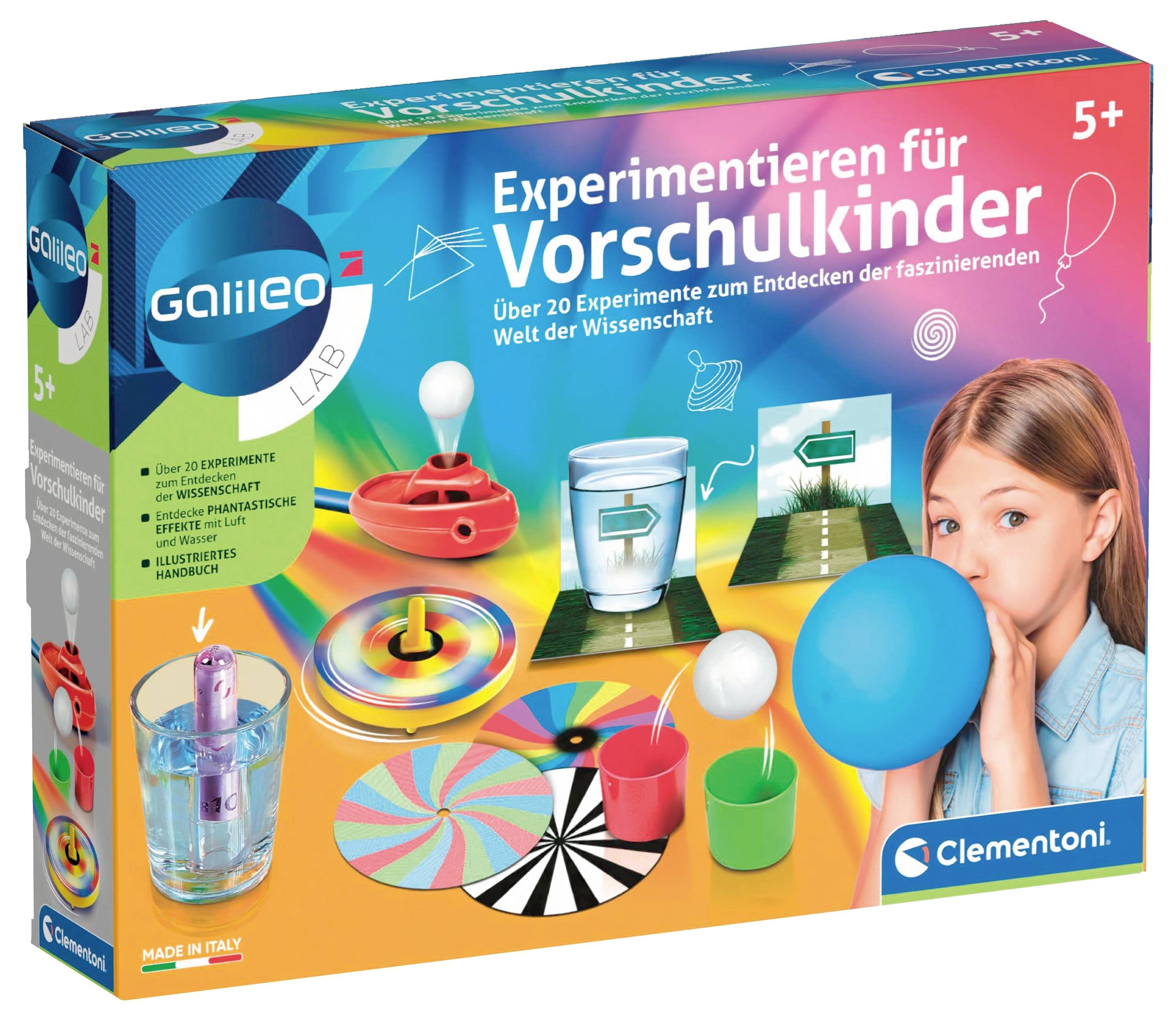 Clementoni 59396 Galileo Experimentieren für Vorschulkind Physik, Basteln Experimentier-Set ab 5 Jahre