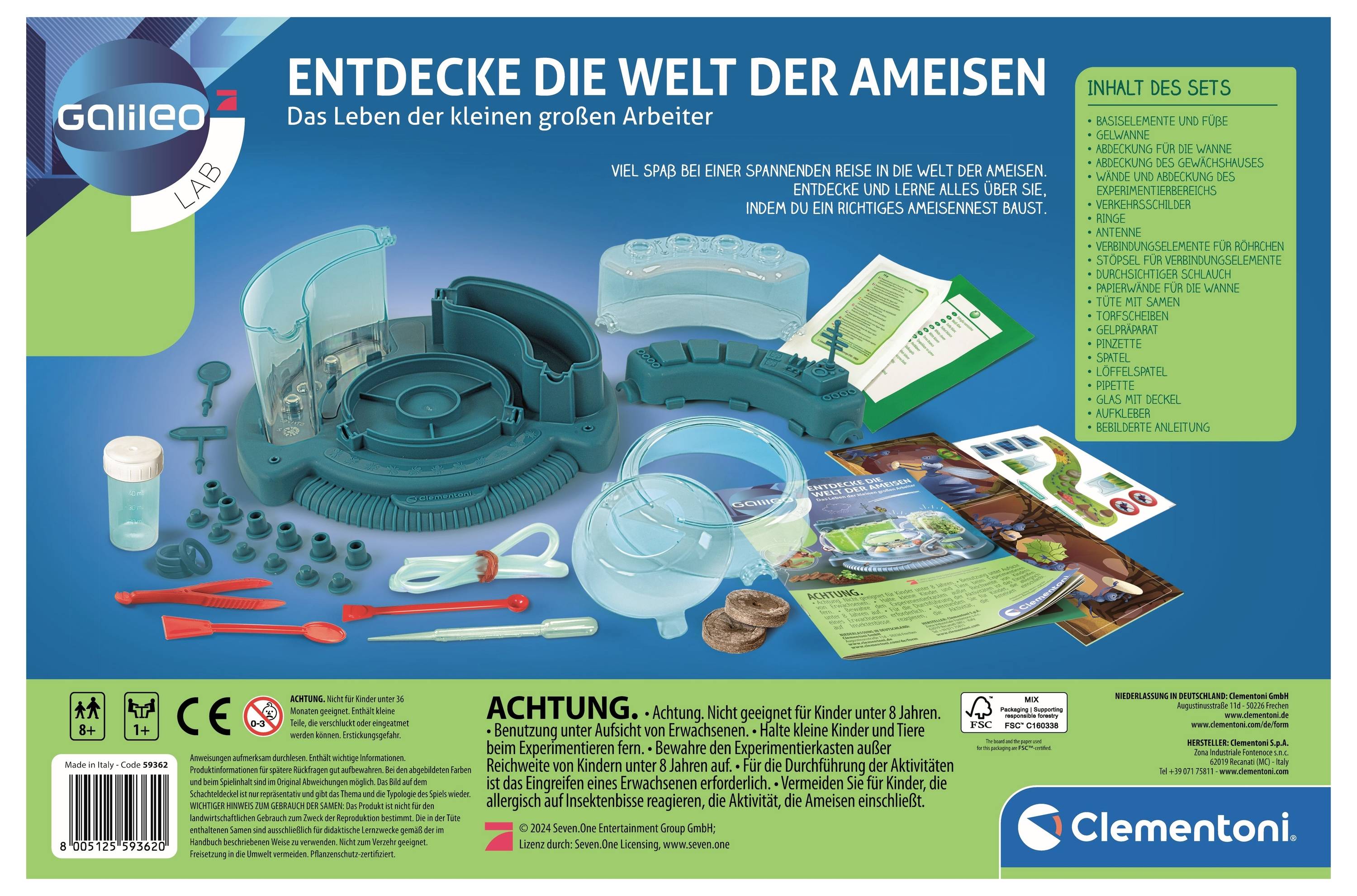 Clementoni 59362 Galileo Entdecke die Welt der Ameisen Experimentier-Set ab 8 Jahre