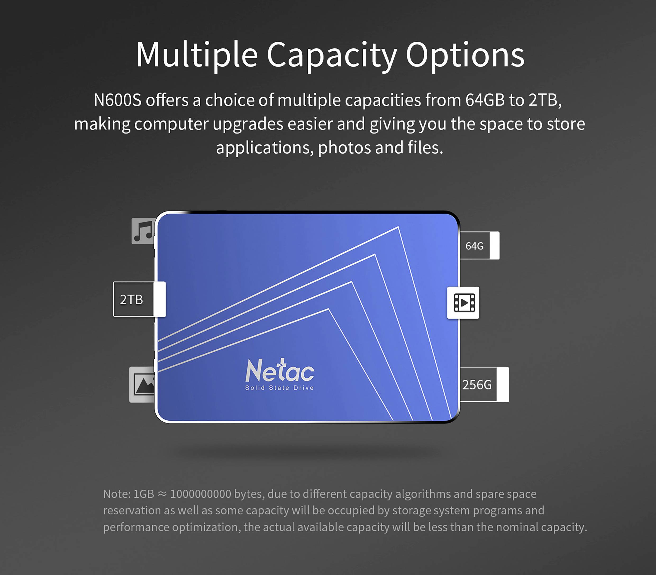 Netac Technology 1TB Interne SATA SSD 6.35cm (2.5 Zoll) SATA 6 Gb/s Retail NT01N600S-001T-S3X