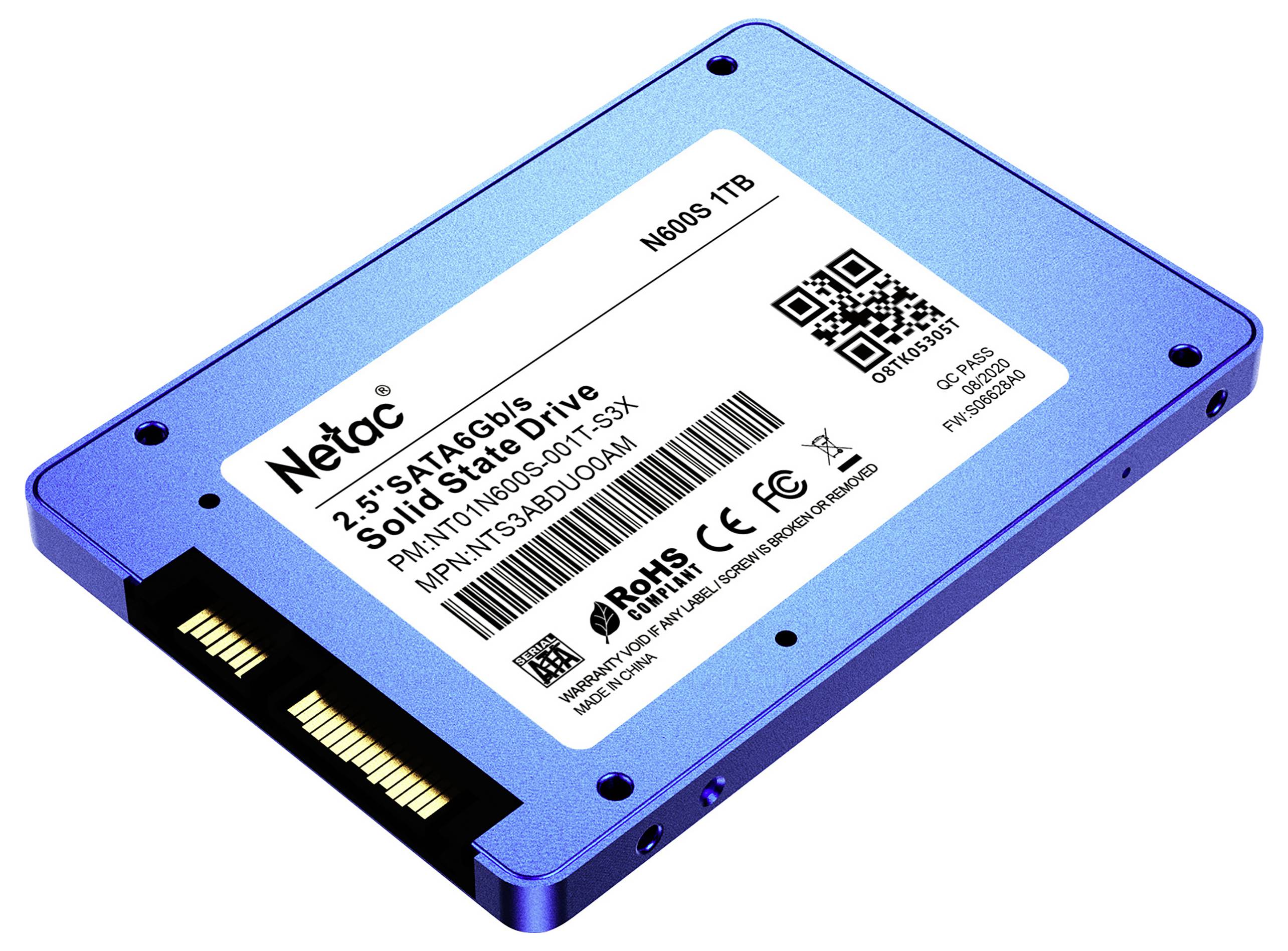 Netac Technology 1TB Interne SATA SSD 6.35cm (2.5 Zoll) SATA 6 Gb/s Retail NT01N600S-001T-S3X