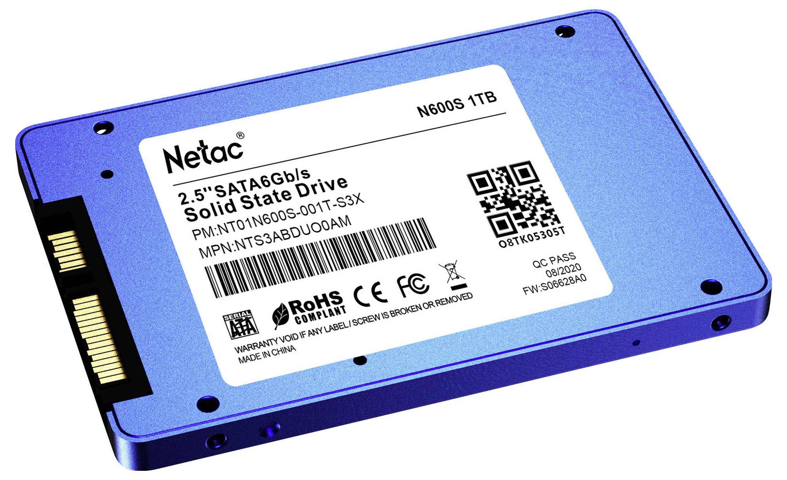 Netac Technology 1TB Interne SATA SSD 6.35cm (2.5 Zoll) SATA 6 Gb/s Retail NT01N600S-001T-S3X
