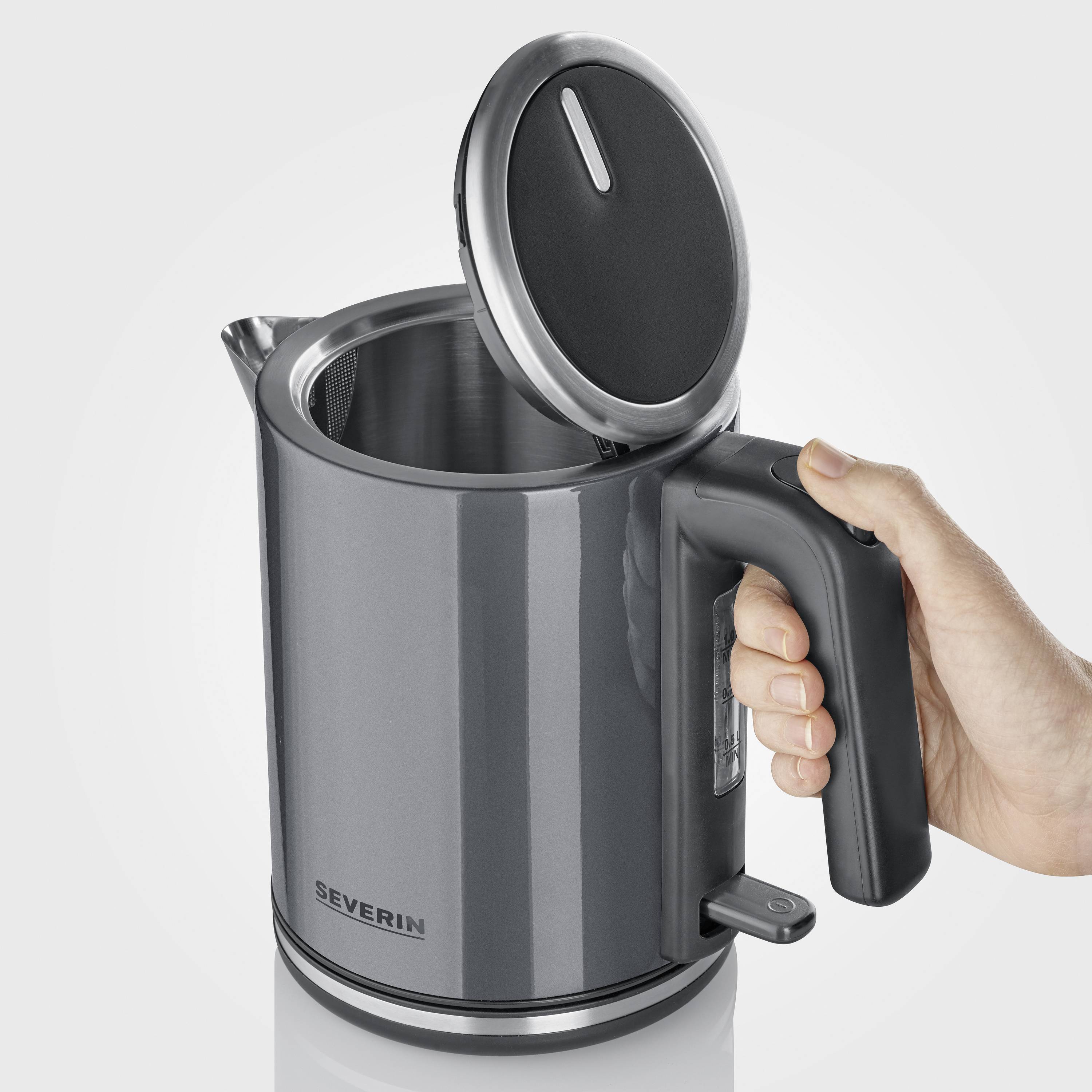 Severin 9574 Wasserkocher Kontrollleuchte, BPA-frei Anthrazit, Schwarz