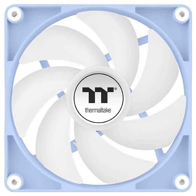 Ein hellblauer und weißer Computerlüfter mit der Bezeichnung 