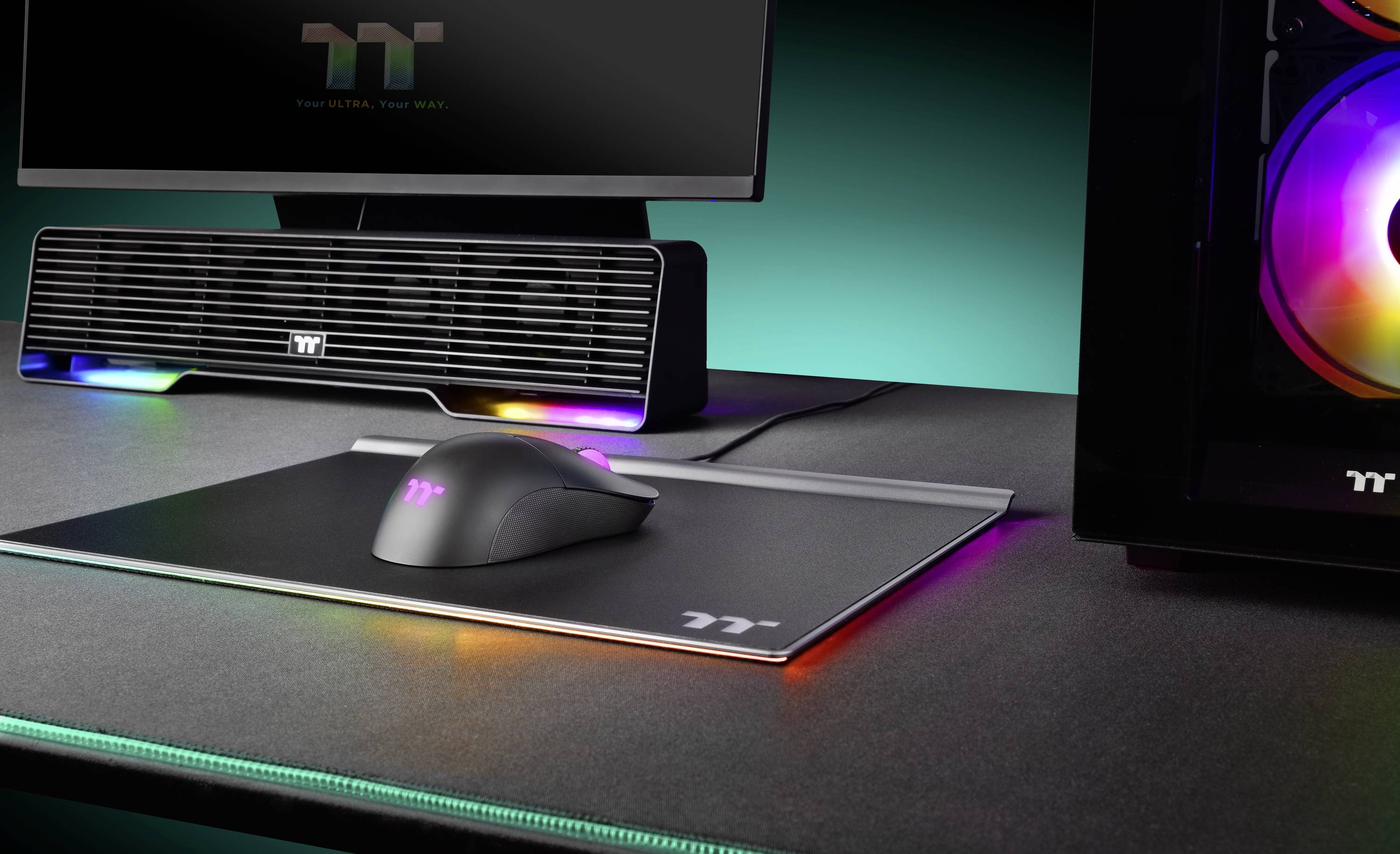 Thermaltake GMO Damysus Wireless RGB Black Gaming-Maus Funk, Bluetooth® Optisch 6 Tasten 19000 dpi