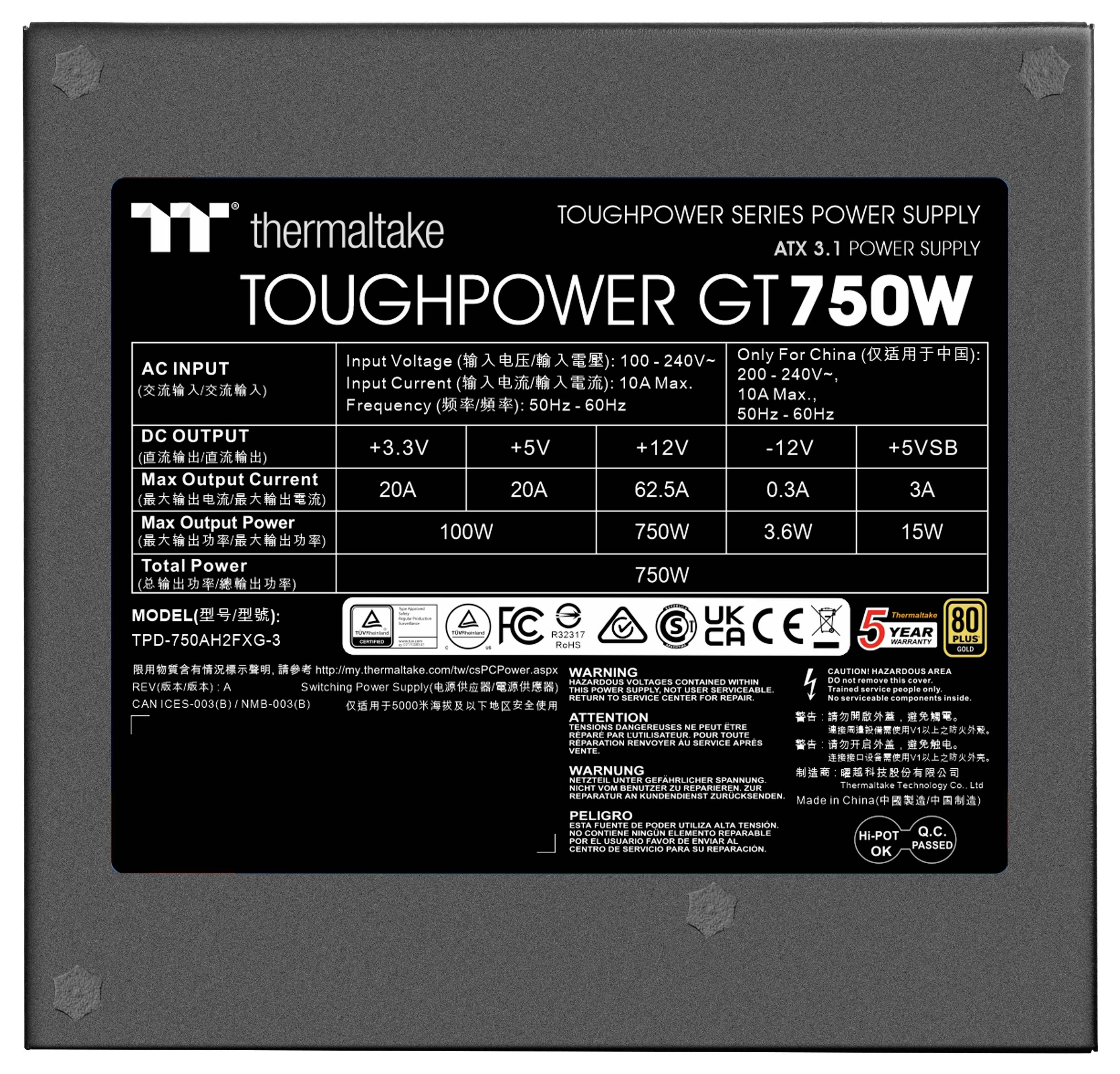 Thermaltake Toughpower GT 0750W PC Netzteil 750W