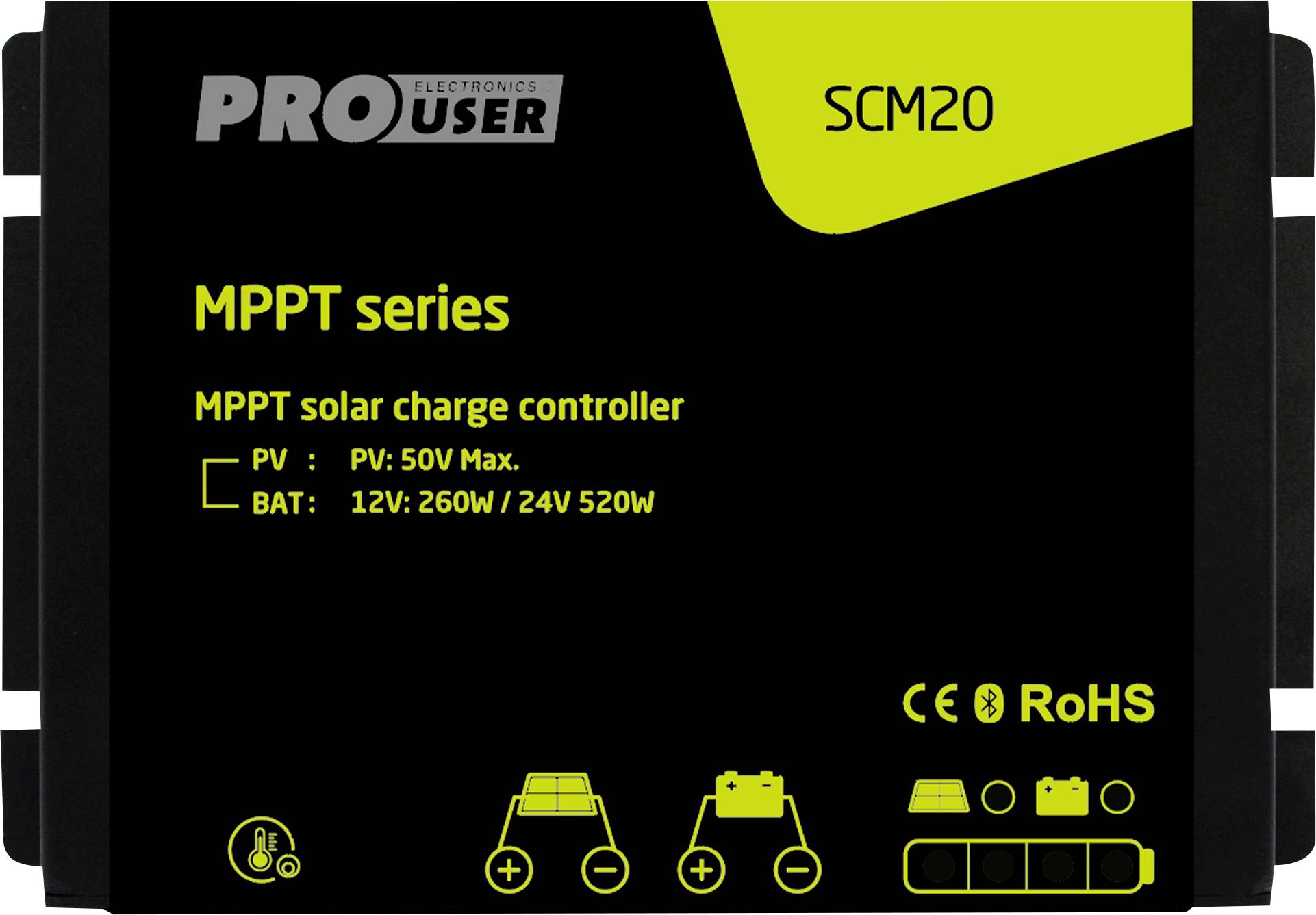 ProUser SCM20 Laderegler MPPT 12 V/DC, 24 V/DC 20mA