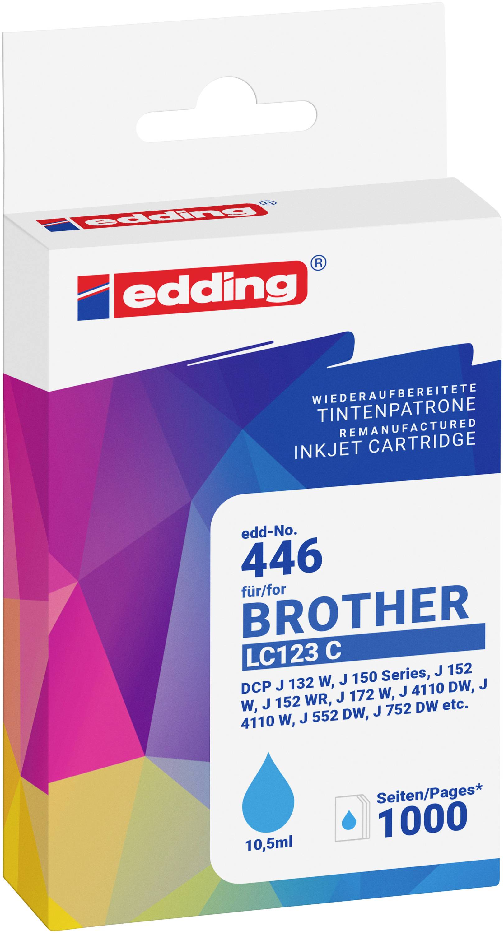 Edding Druckerpatrone ersetzt Brother LC123C Kompatibel Cyan EDD-446 18-446-01