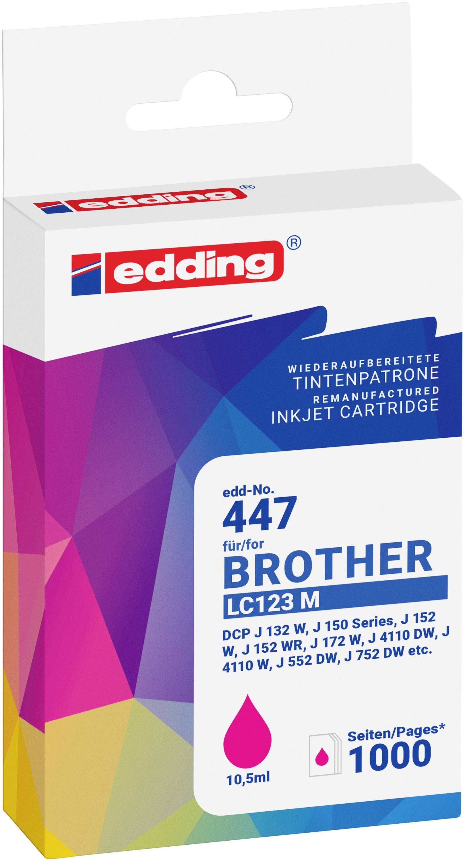 Edding Druckerpatrone ersetzt Brother LC123M Kompatibel Magenta EDD-447 18-447-01