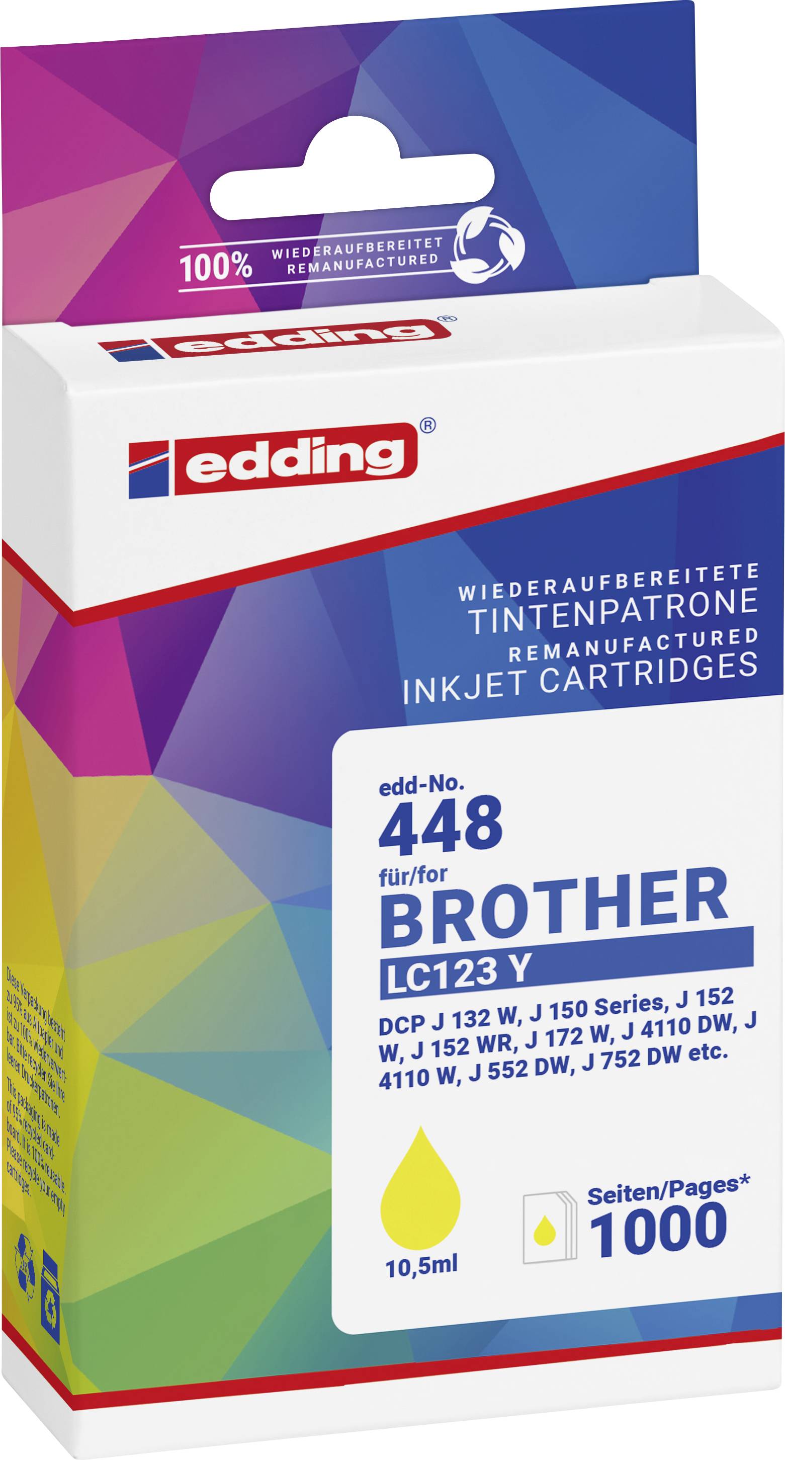 Edding Druckerpatrone ersetzt Brother LC-123Y Kompatibel Gelb EDD-448 18-448-01