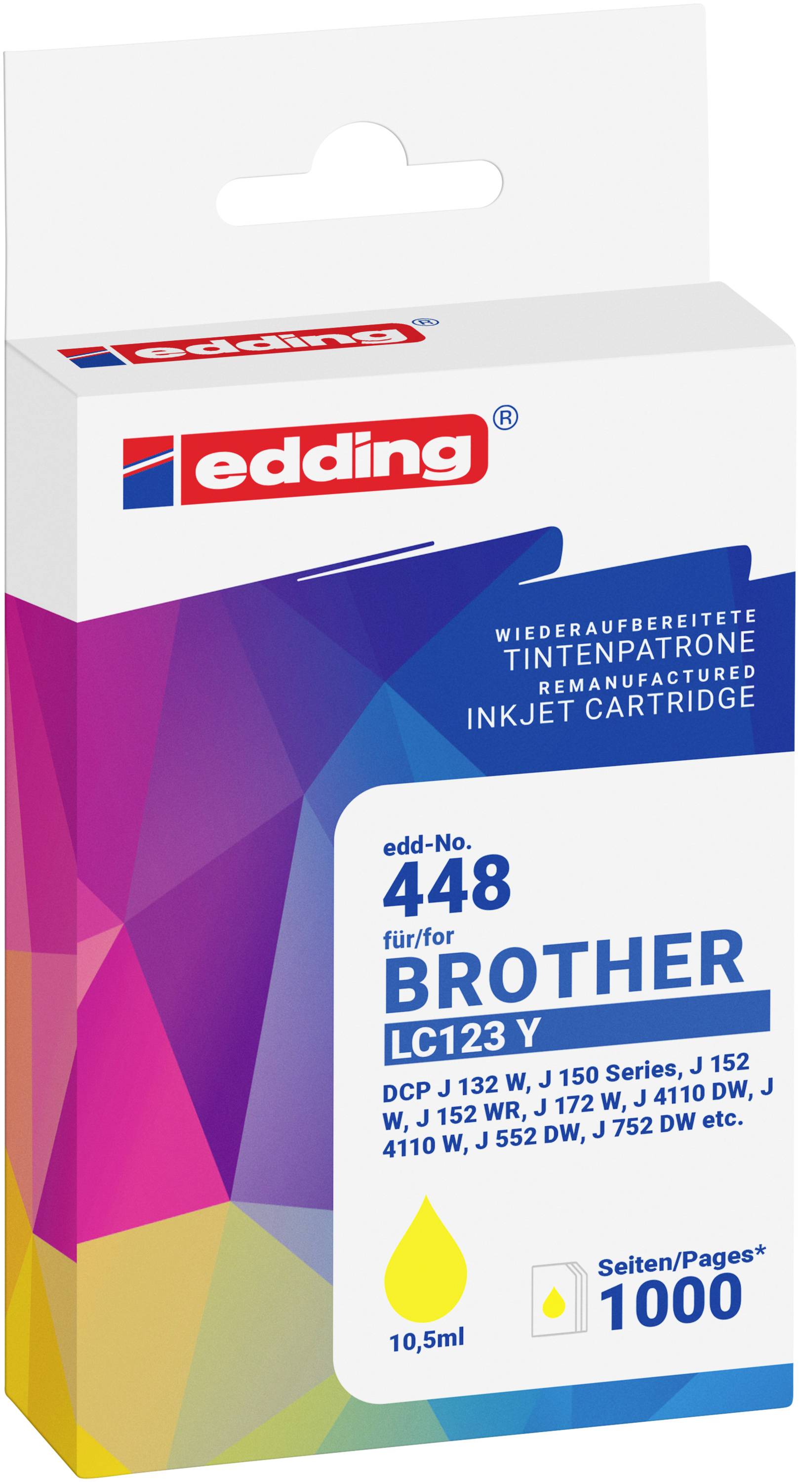 Edding Druckerpatrone ersetzt Brother LC123Y Kompatibel Gelb EDD-448 18-448-01
