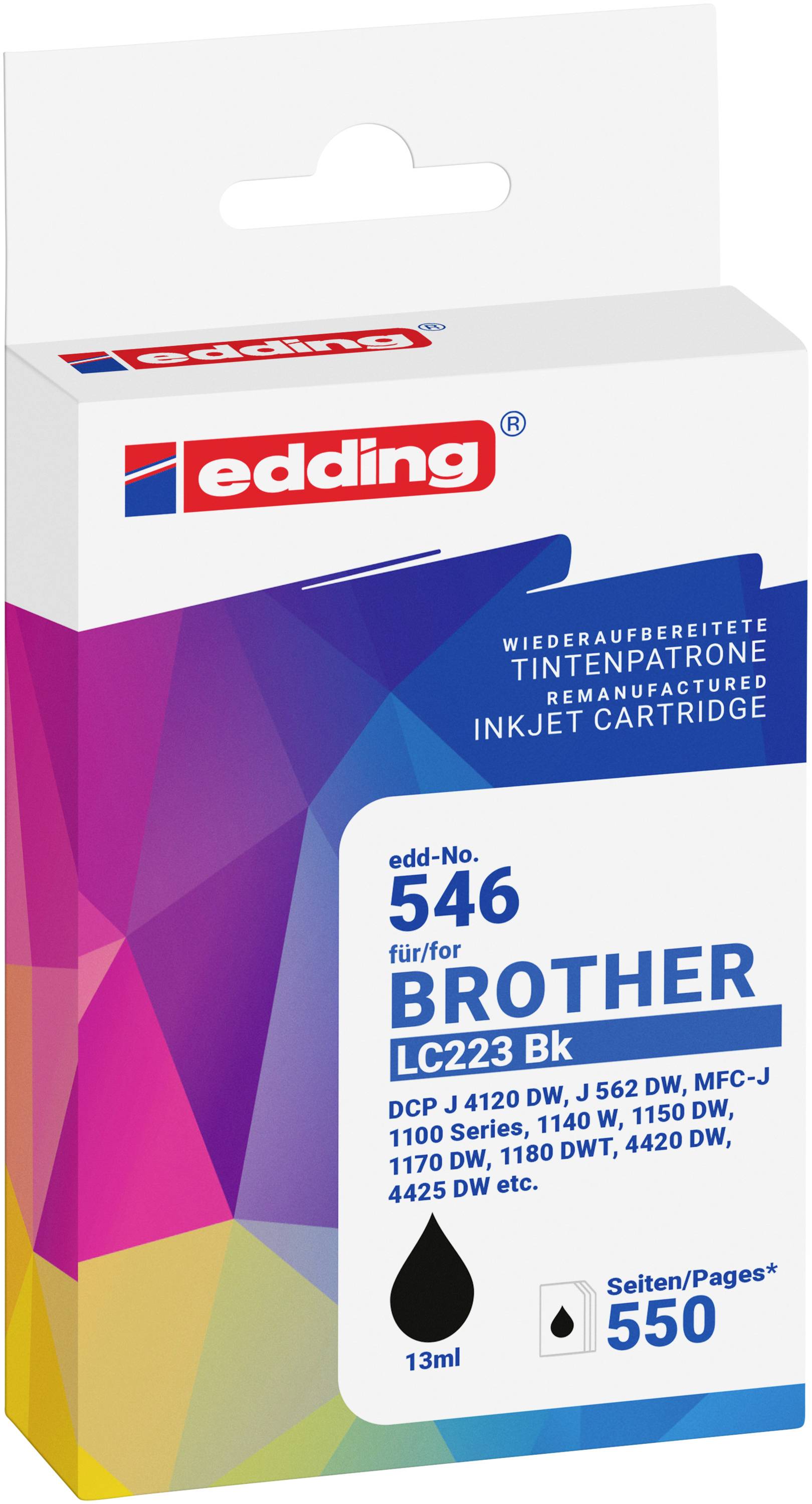 Edding Druckerpatrone ersetzt Brother LC223BK Kompatibel Schwarz EDD-546 18-546-01