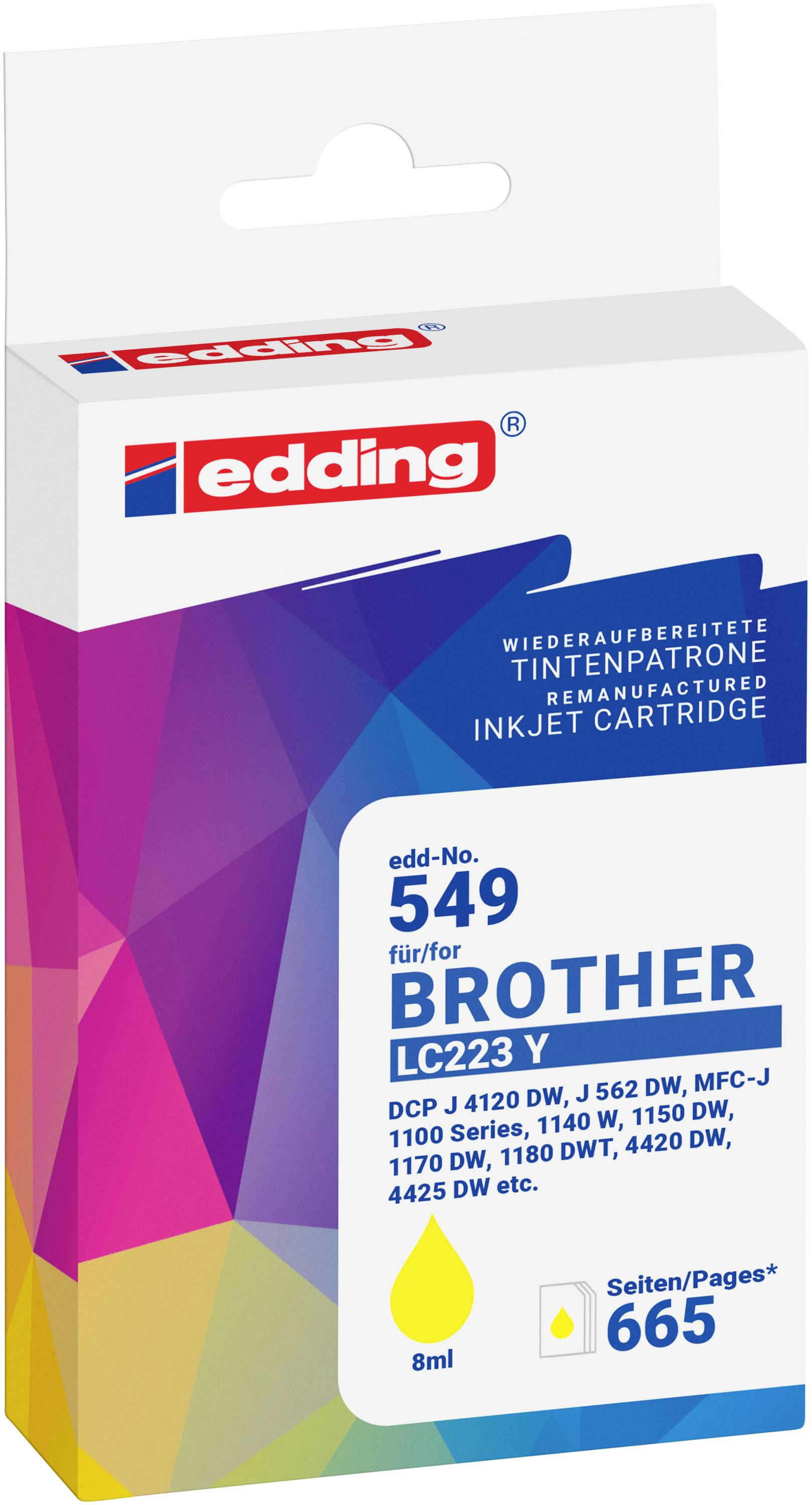 Edding Druckerpatrone ersetzt Brother LC223Y Kompatibel Gelb EDD-549 18-549-01