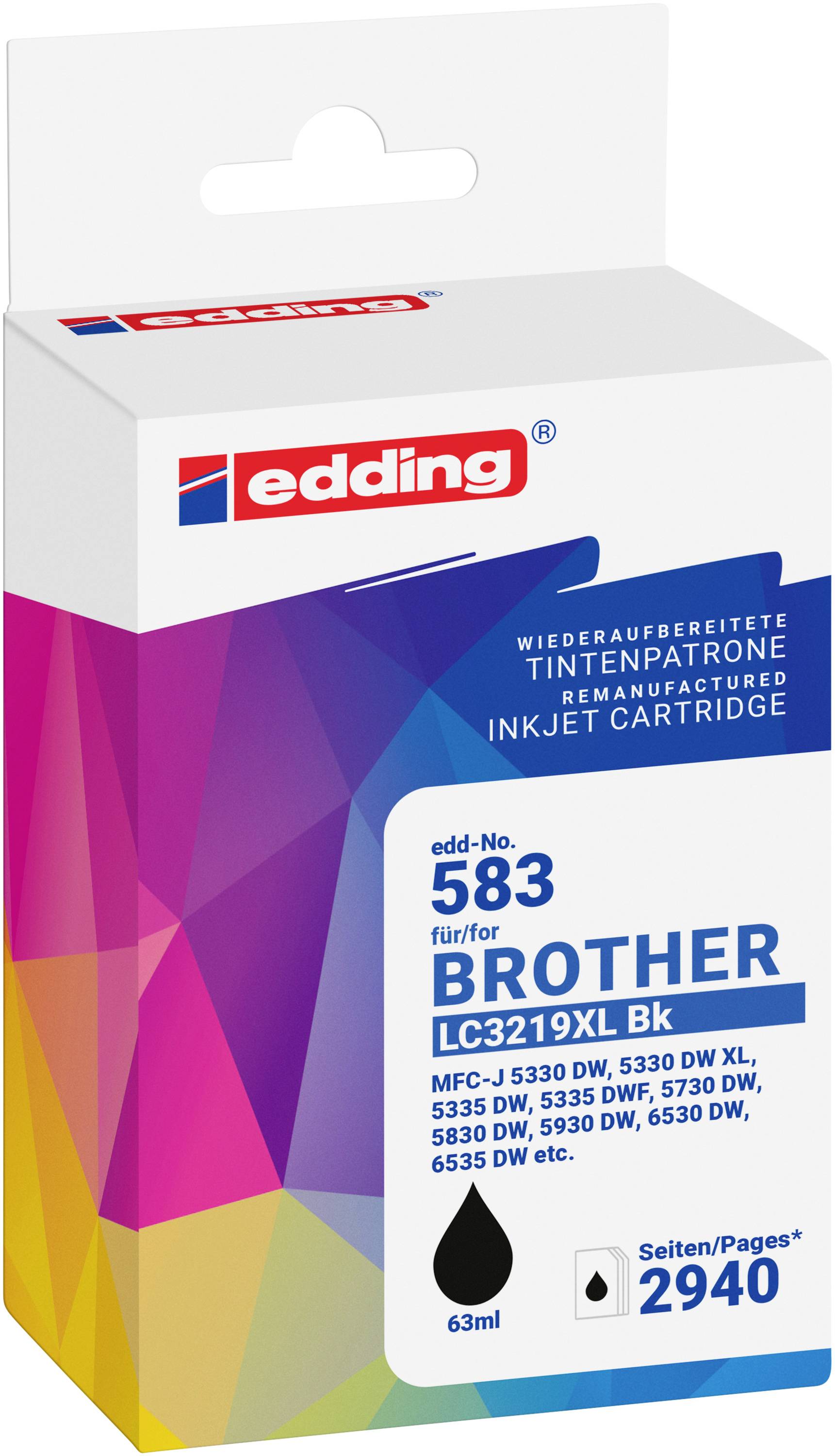 Edding Druckerpatrone ersetzt Brother LC3219XLBK Kompatibel Schwarz EDD-583 18-583-01