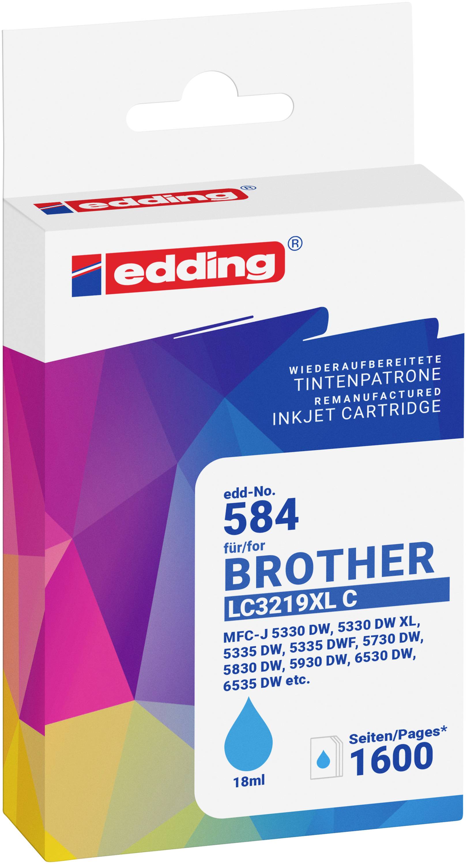 Edding Druckerpatrone ersetzt Brother LC3219XLC Kompatibel Cyan EDD-584 18-584-01