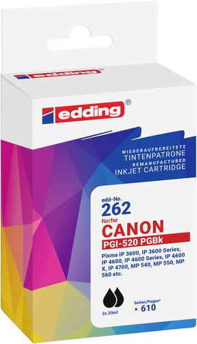 Edding Druckerpatrone ersetzt Canon PGI-520BK Doppelpack Kompatibel 2er-Pack Schwarz EDD-262 18-262