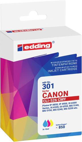 Edding Druckerpatrone ersetzt Canon CLI-526CMY Kompatibel Kombi-Pack Cyan, Magenta, Gelb EDD-301 18
