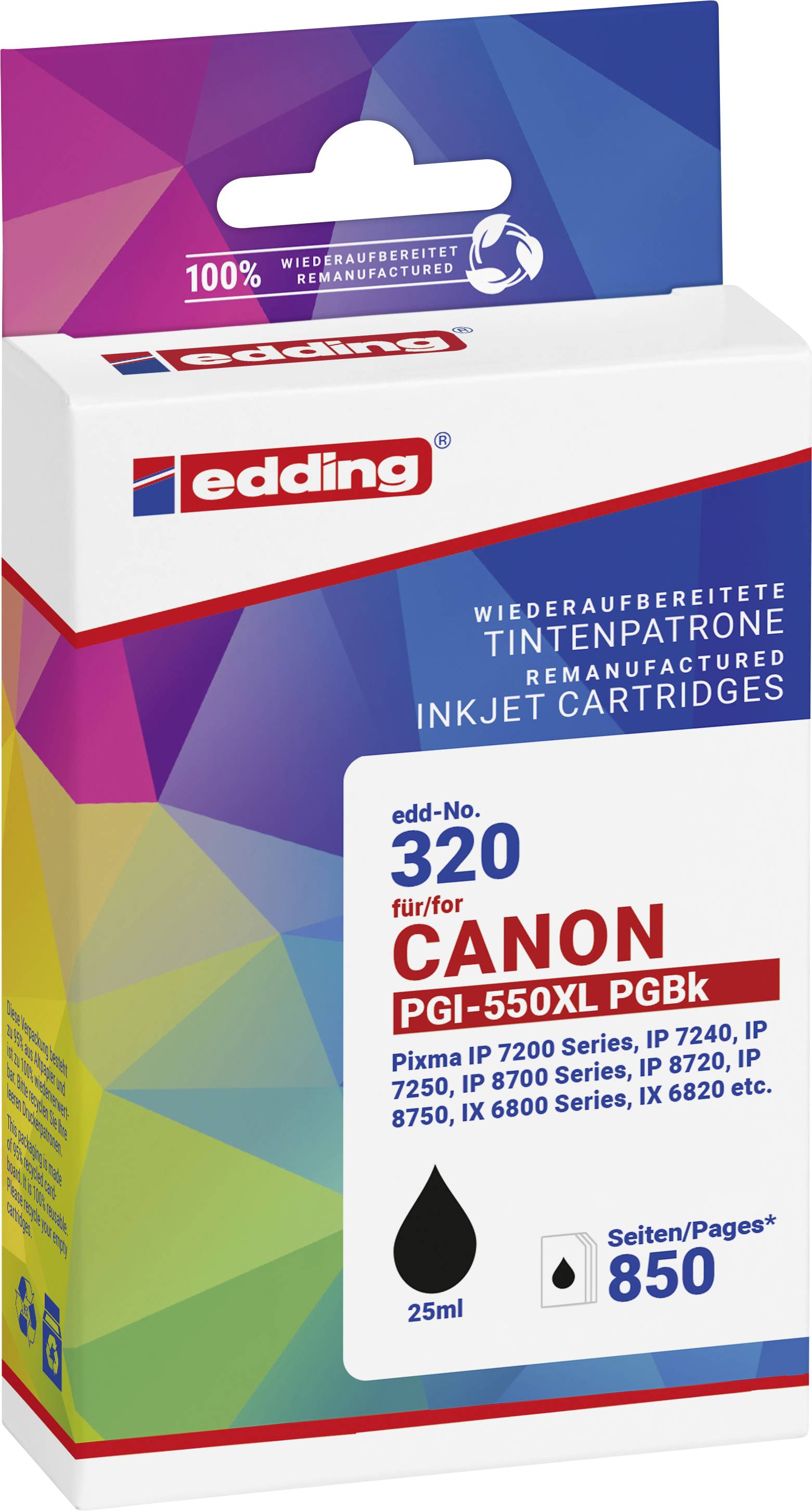 Edding Druckerpatrone ersetzt Canon PGI-550XL Kompatibel Schwarz EDD-320 18-320-01