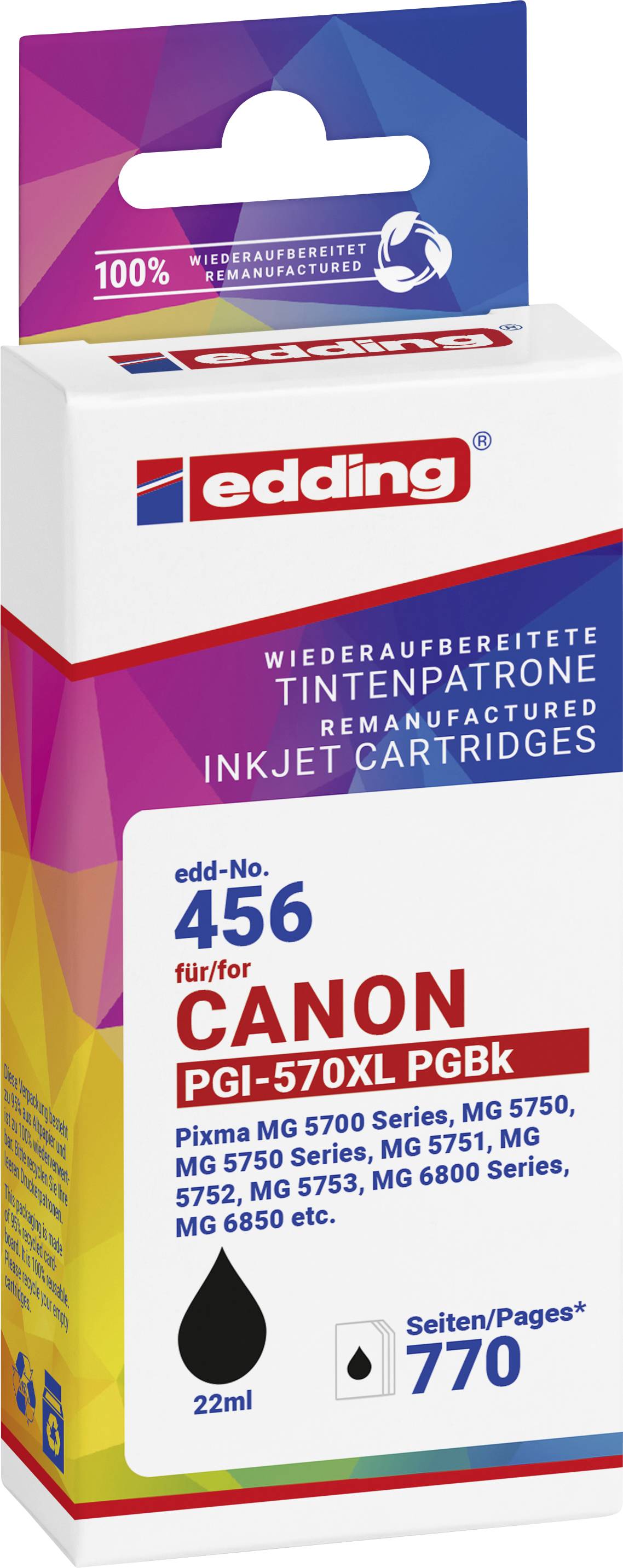 Edding Druckerpatrone ersetzt Canon PGI-570XL Kompatibel Schwarz EDD-456 18-456-01