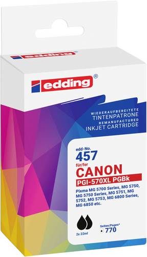 Edding Druckerpatrone ersetzt Canon PGI-570XL Doppelpack Kompatibel 2er-Pack Schwarz EDD-457 18-457