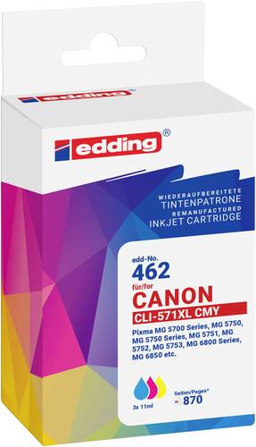 Edding Druckerpatrone ersetzt Canon CLI-571XL CMY Kompatibel Kombi-Pack Cyan, Magenta, Gelb EDD-462