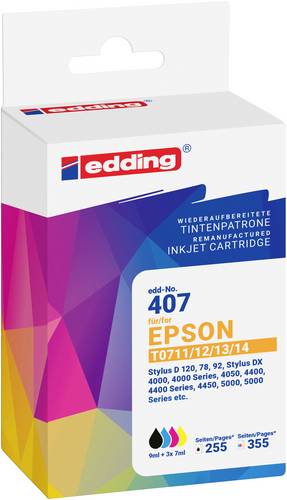 Edding Druckerpatrone ersetzt Epson T0711+12+13+14 MP Kompatibel Kombi-Pack Schwarz, Cyan, Magenta