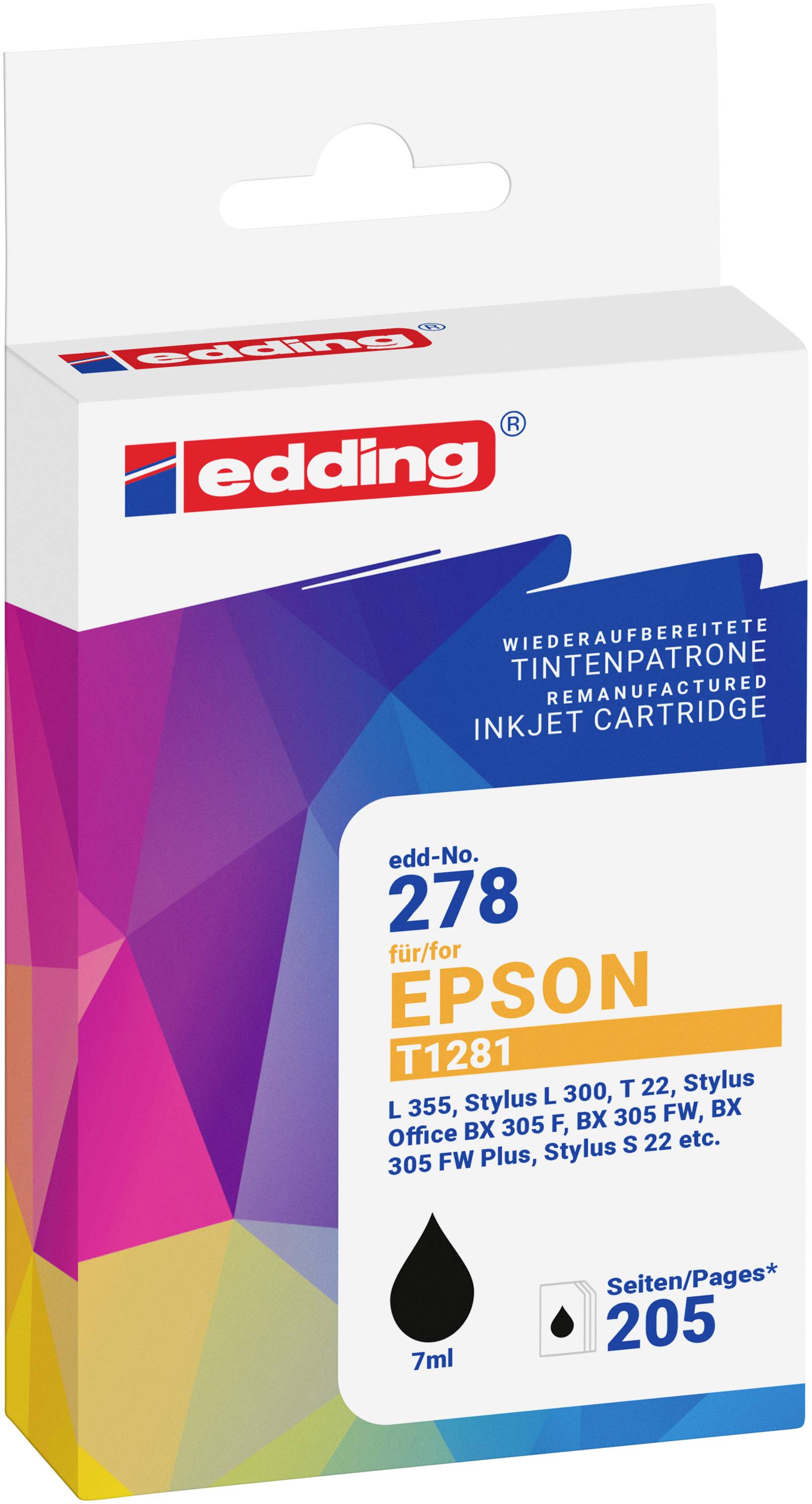 Edding Druckerpatrone ersetzt Epson T1281 Kompatibel Schwarz EDD-278 18-278-01