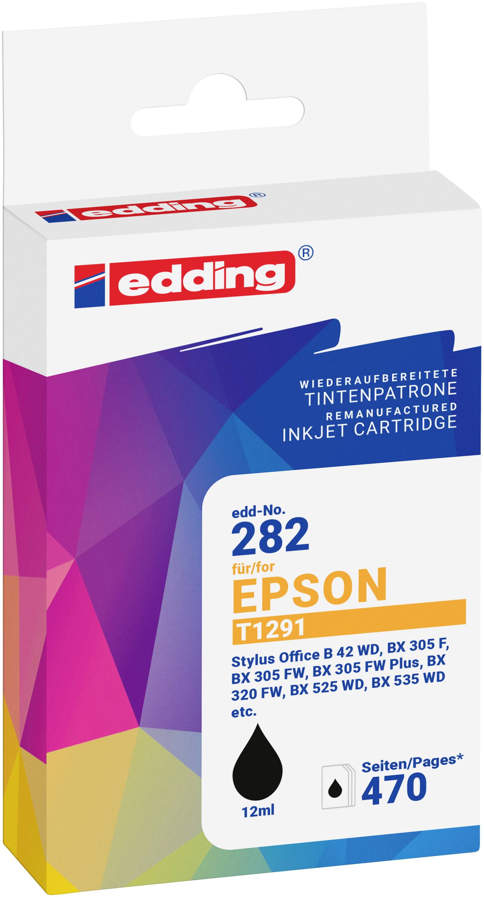 Edding Druckerpatrone ersetzt Epson T1291 Kompatibel Schwarz EDD-282 18-282-01