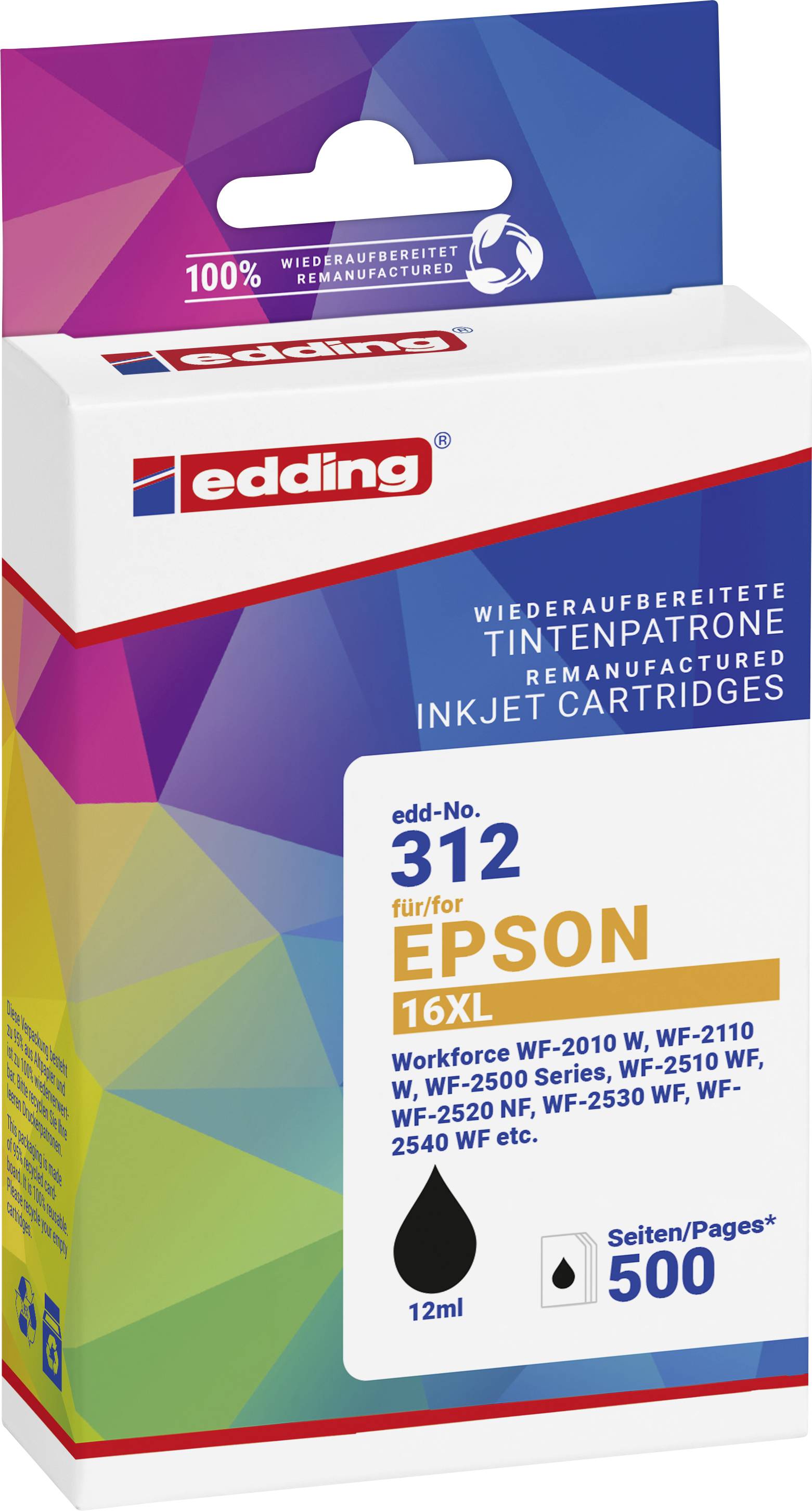 Edding Druckerpatrone ersetzt Epson T1631, 16XL Kompatibel Schwarz EDD-312 18-312-01