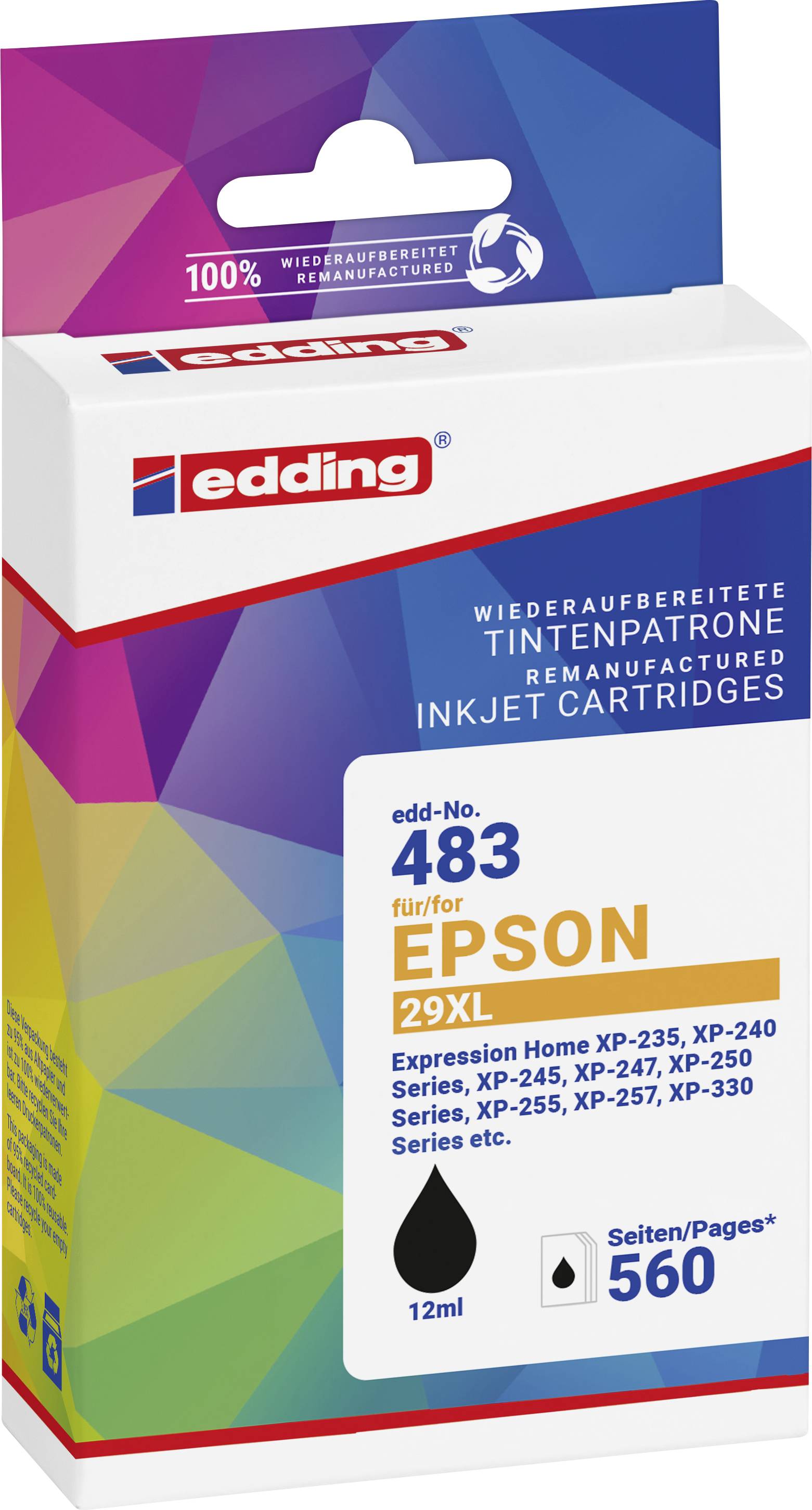 Edding Druckerpatrone ersetzt Epson T2991, 29XL Kompatibel Schwarz EDD-483 18-483-01