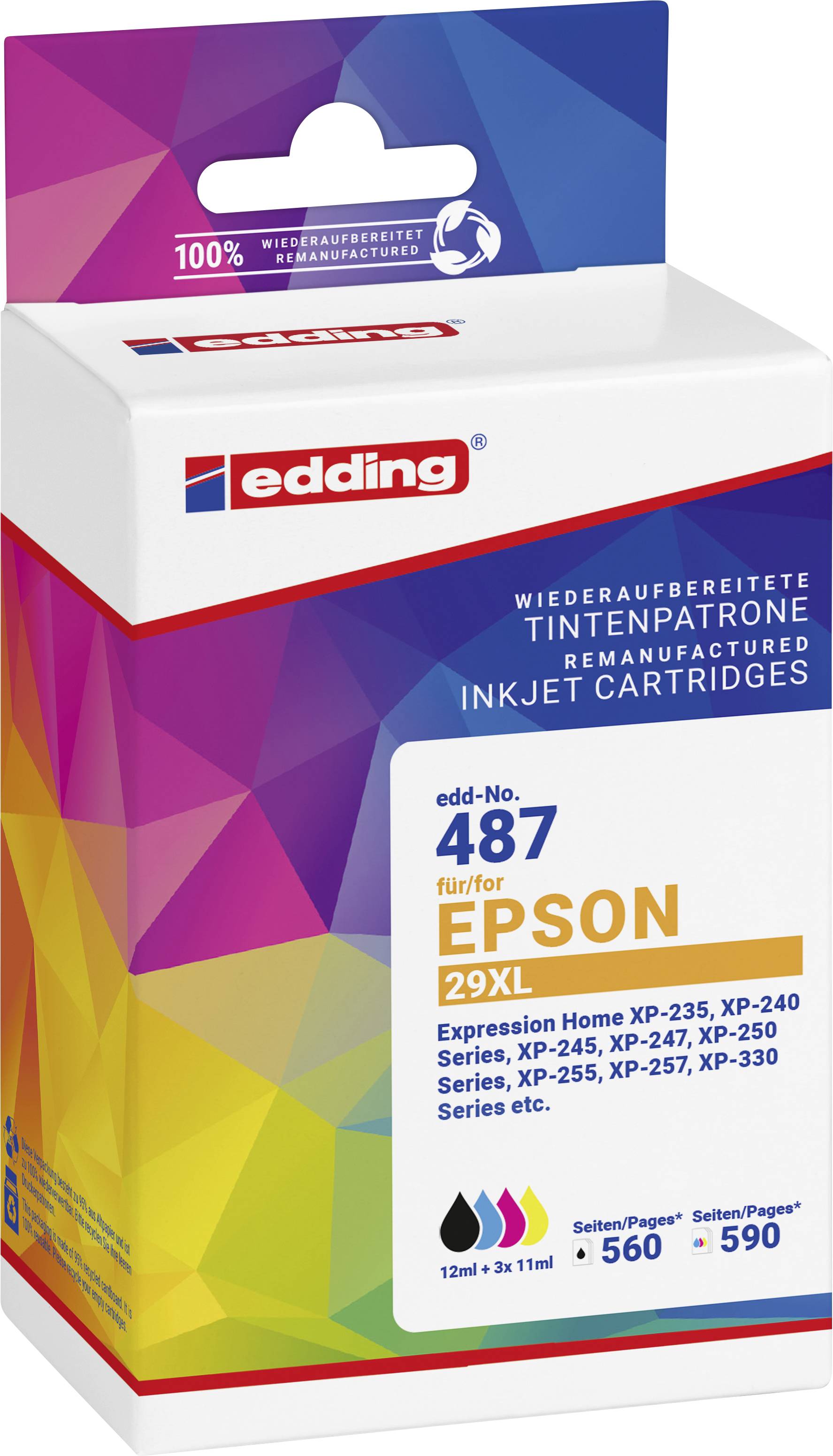 Edding Druckerpatrone ersetzt Epson T2996, T2991, T2992, T2993, T2994, 29XL Kompatibel Kombi-Pack S