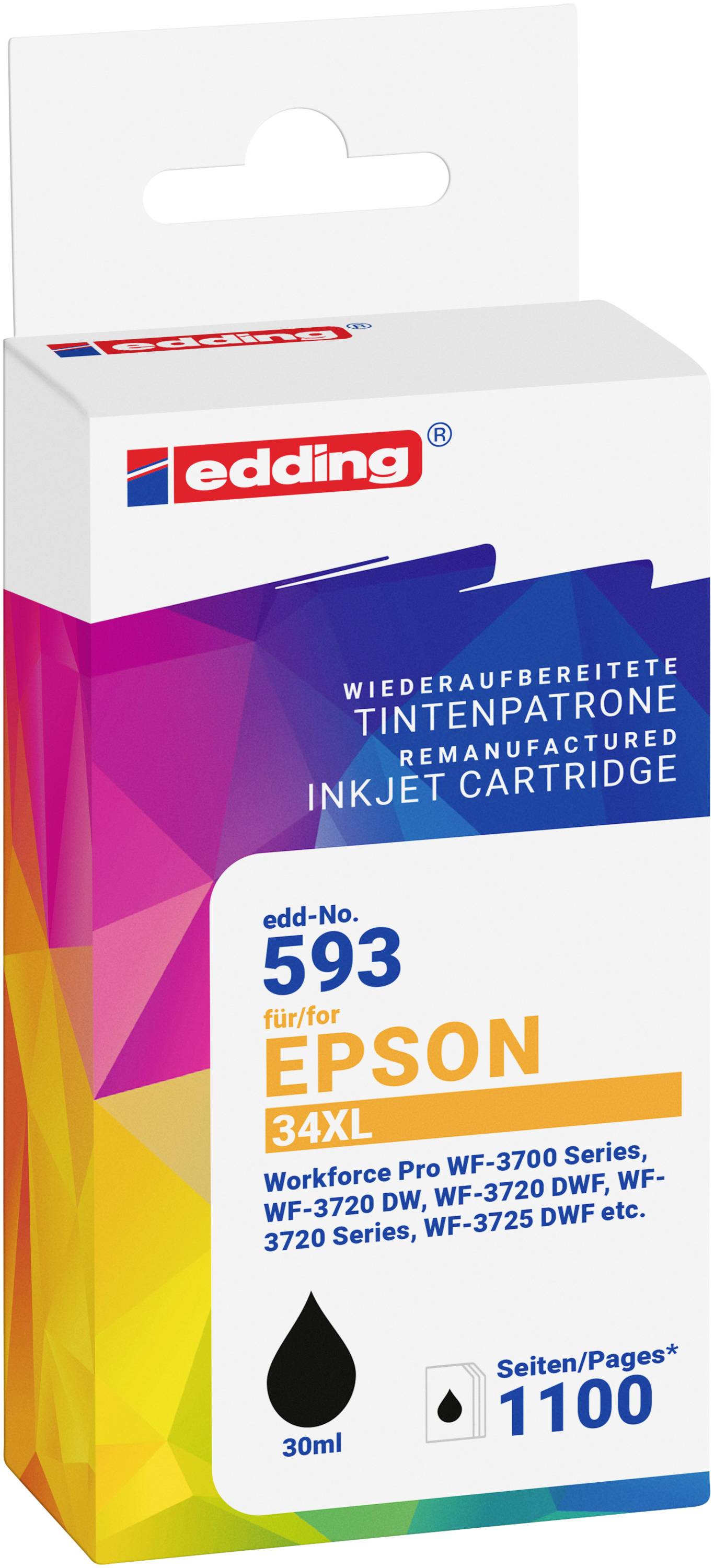 Edding Druckerpatrone ersetzt Epson T34XL (T3471) Kompatibel Schwarz EDD-593 18-593-01