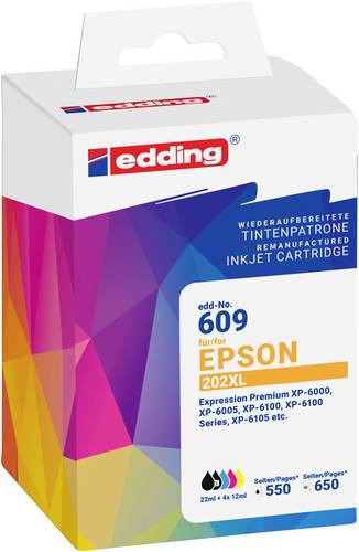 Edding Druckerpatrone ersetzt Epson 202XL Multipack 5 Kompatibel Kombi-Pack Schwarz, Photo Schwarz