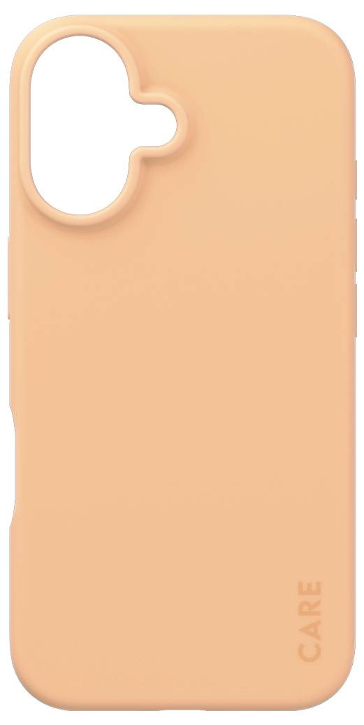 Orangenes Smartphone-Case ohne sichtbares Branding, sanft abgerundete Ecken, mattes Finish, Kameraöffnung links oben.