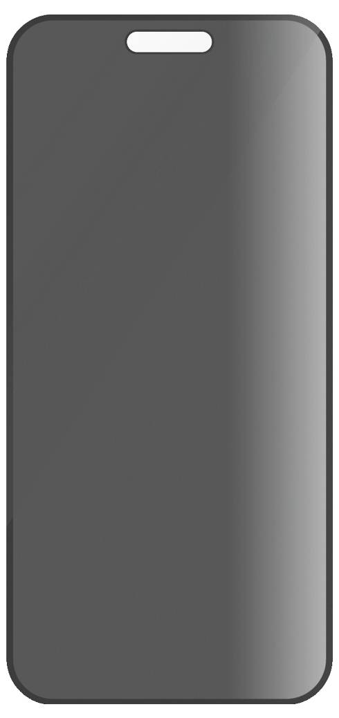 Smartphone mit leerem, schwarzem Bildschirm, Anzeigen-Ausschnitt oben.