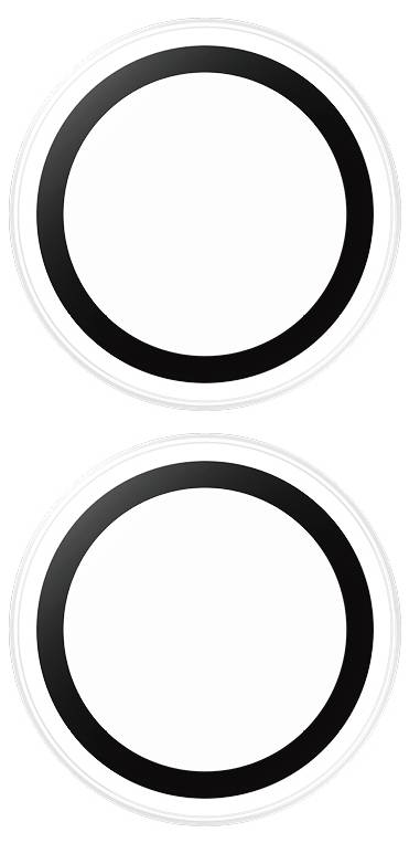 Zwei schwarze Ringe auf weißem Hintergrund, übereinander angeordnet.