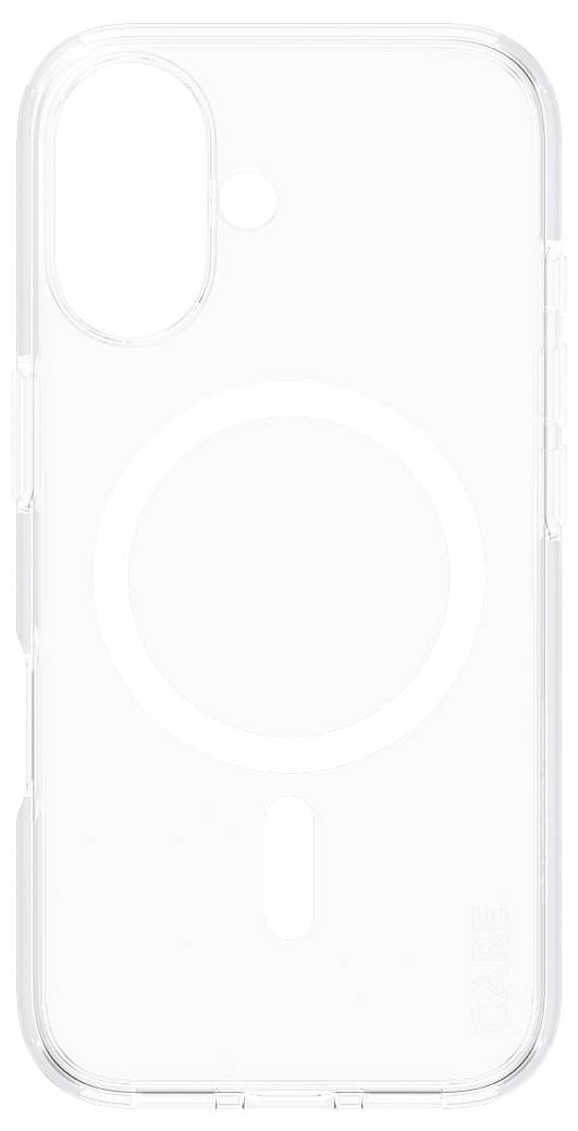Durchsichtige Handyhülle mit einem kreisförmigen Muster auf der Rückseite, passend für Smartphones mit zwei Kameralinsen.
