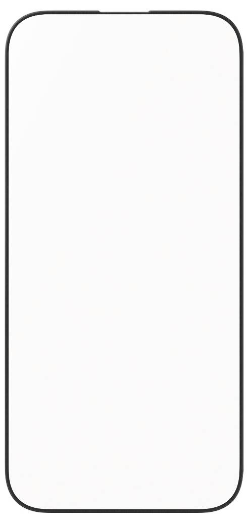 Ein leeres, weißes Smartphone-Display, vertikal im Bild platziert, mit dünnem schwarzen Rahmen.