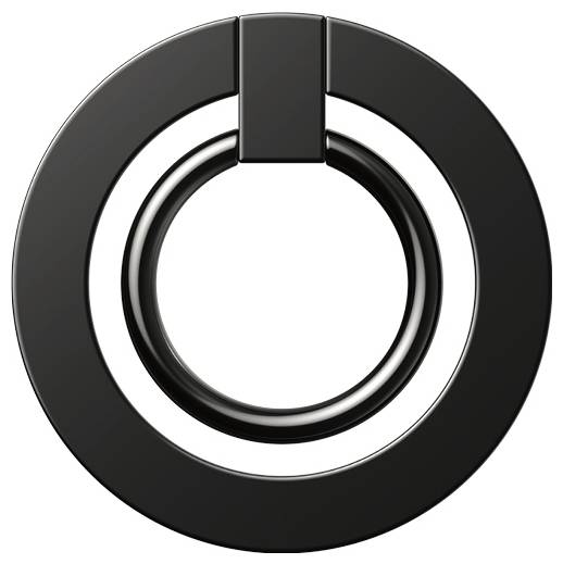 Schwarzer runder Türklopfer in minimalistischer Form, zentral platziert auf weißem Hintergrund.