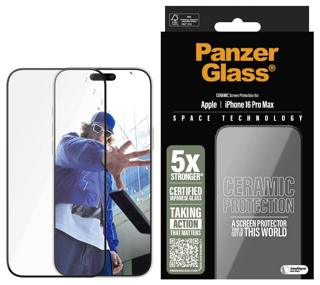 PanzerGlass Ceramic Displayschutzglas Apple iPhone 16 Pro Max 1 St. Anti-Fingerprint, kratzfest 2856
