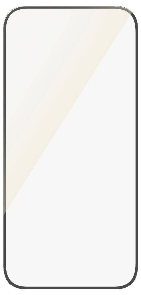 Smartphone mit schwarzem Rahmen und weißem Bildschirm, keine sichtbaren Inhalte oder Apps.