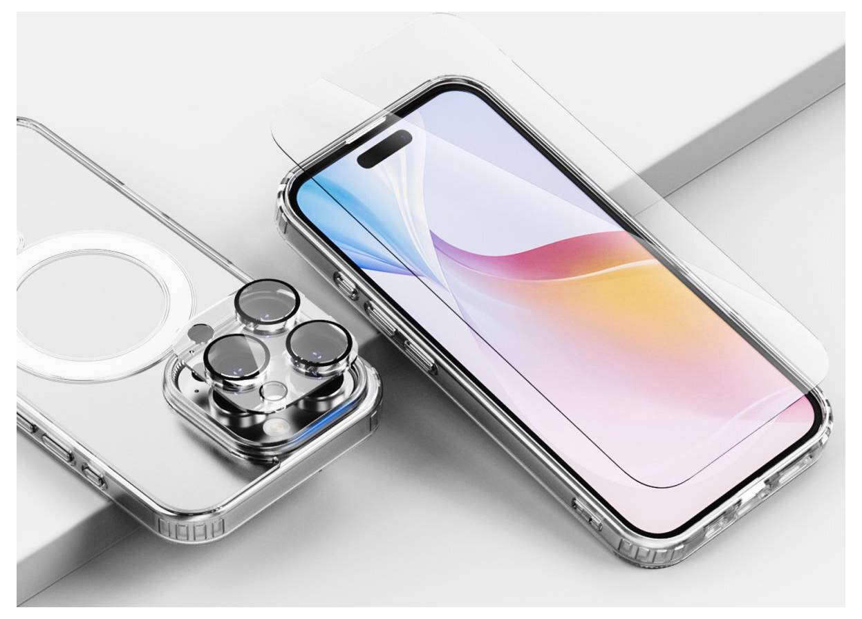 Zwei moderne Smartphones mit glänzenden Gehäusen und Schutzgläsern liegen nebeneinander. Ein Gerät zeigt ein buntes Display.